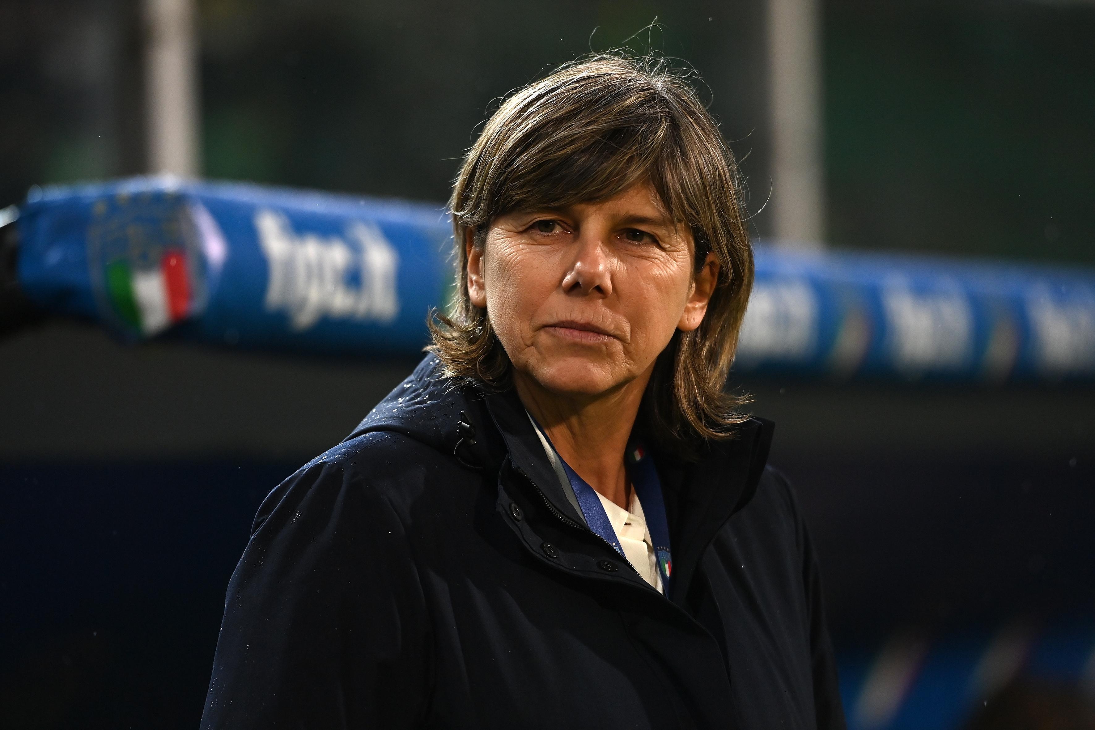 PALERMO, ITALY - NOVEMBER 26: Head coach Milena Bartolini of Italy looks on during the FIFA Women's World Cup 2023 Qualifier group G match between Italy and Switzerland at on November 26, 2021 in Palermo , Italy. (Photo by Tullio M. Puglia/Getty Images)