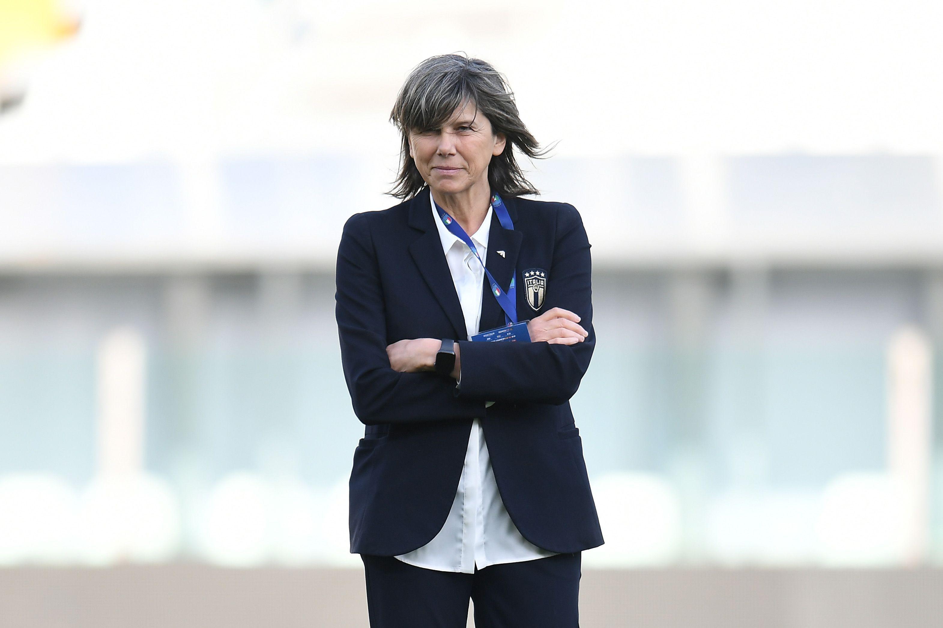 PARMA, ITALY - APRIL 08: Milena Bertolini head coach of Italy Women during the FIFA Women's World Cup 2023 Qualifier group G match between Italy and Lithuania at Stadio Ennio Tardini on April 08, 2022 in Parma, Italy. (Photo by Alessandro Sabattini/Getty Images)