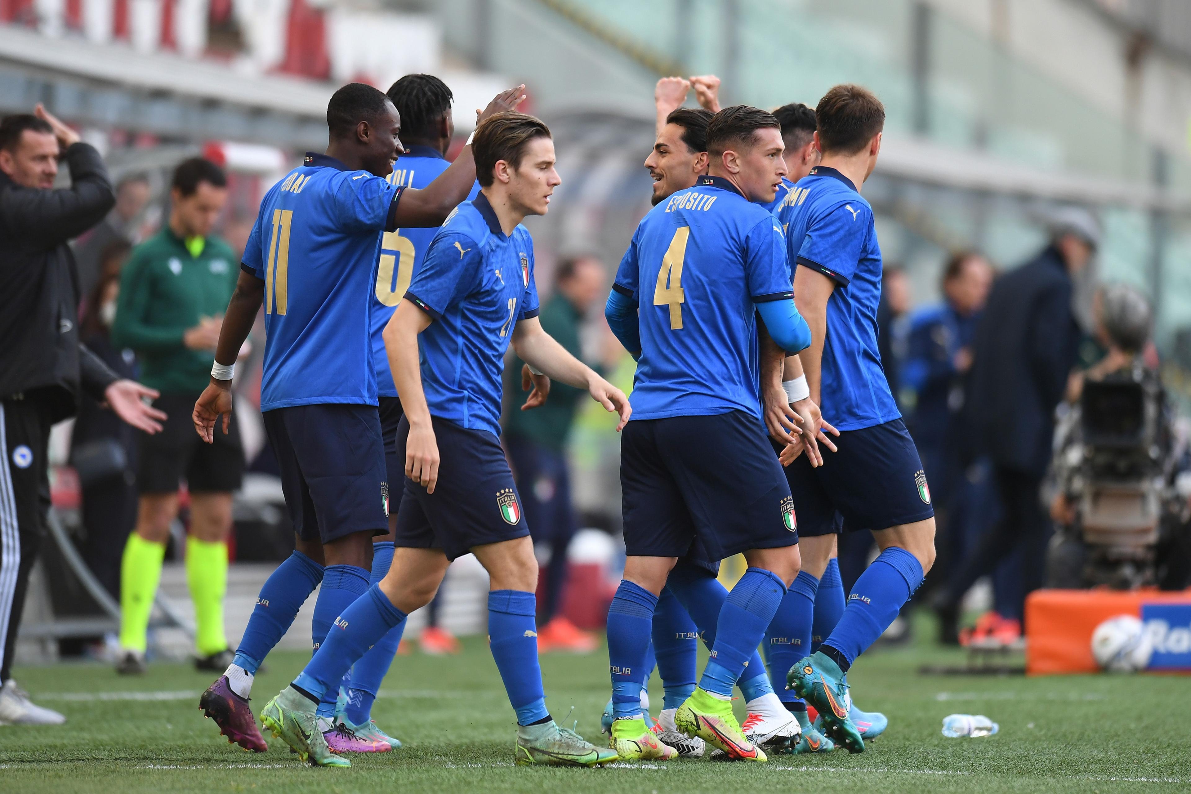 TRIESTE, ITALY - MARCH 29: <<enter caption here>> during the UEFA European Under-21 Championship Qualifier match between Italy U21 and Bosnia and Herzegovina U21 at Stadio Nereo Rocco on March 29, 2022 in Trieste, Italy. (Photo by Alessandro Sabattini/Getty Images)