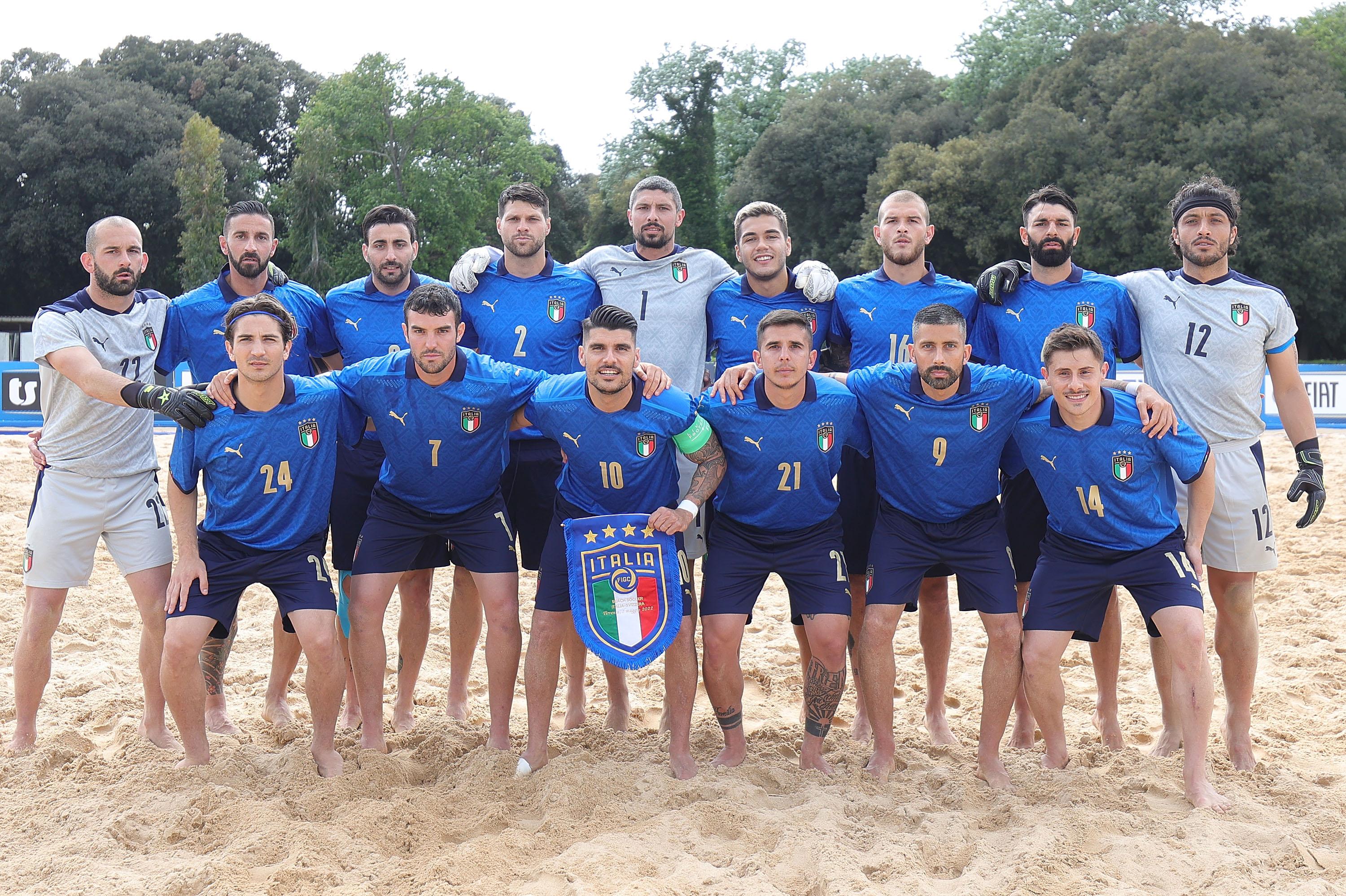 during the Beach Soccer friendly match between Italy and Switzerland on May 7, 2022 in Tirrenia, Italy.