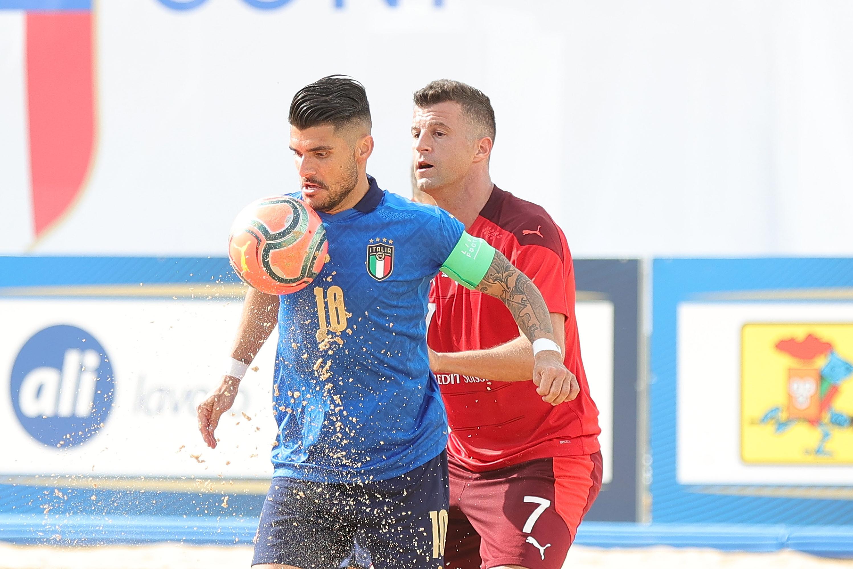 during the Beach Soccer friendly match between Italy and Switzerland on May 7, 2022 in Tirrenia, Italy.
