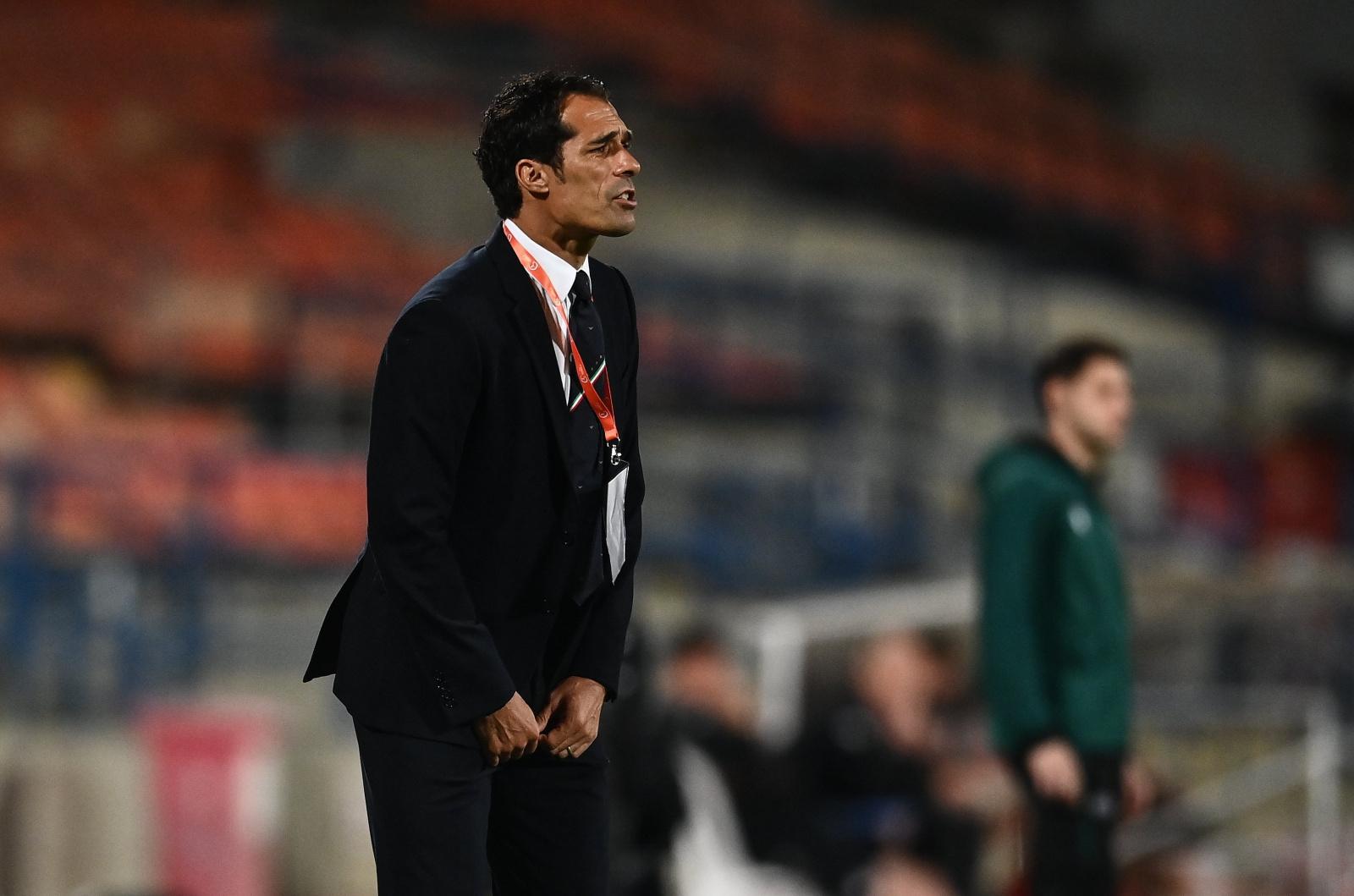 RAMAT GAN, ISRAEL - May 22: Italy head coach Bernardo Corradi during the UEFA European Under-17 Championship Finals Group A match between Luxembourg and Italy at the Ramat Gan Municipal Stadium on May 22, 2022 in Ramat Gan, Israel. (Photo by David Fitzgerald - UEFA/UEFA via Sportsfile)