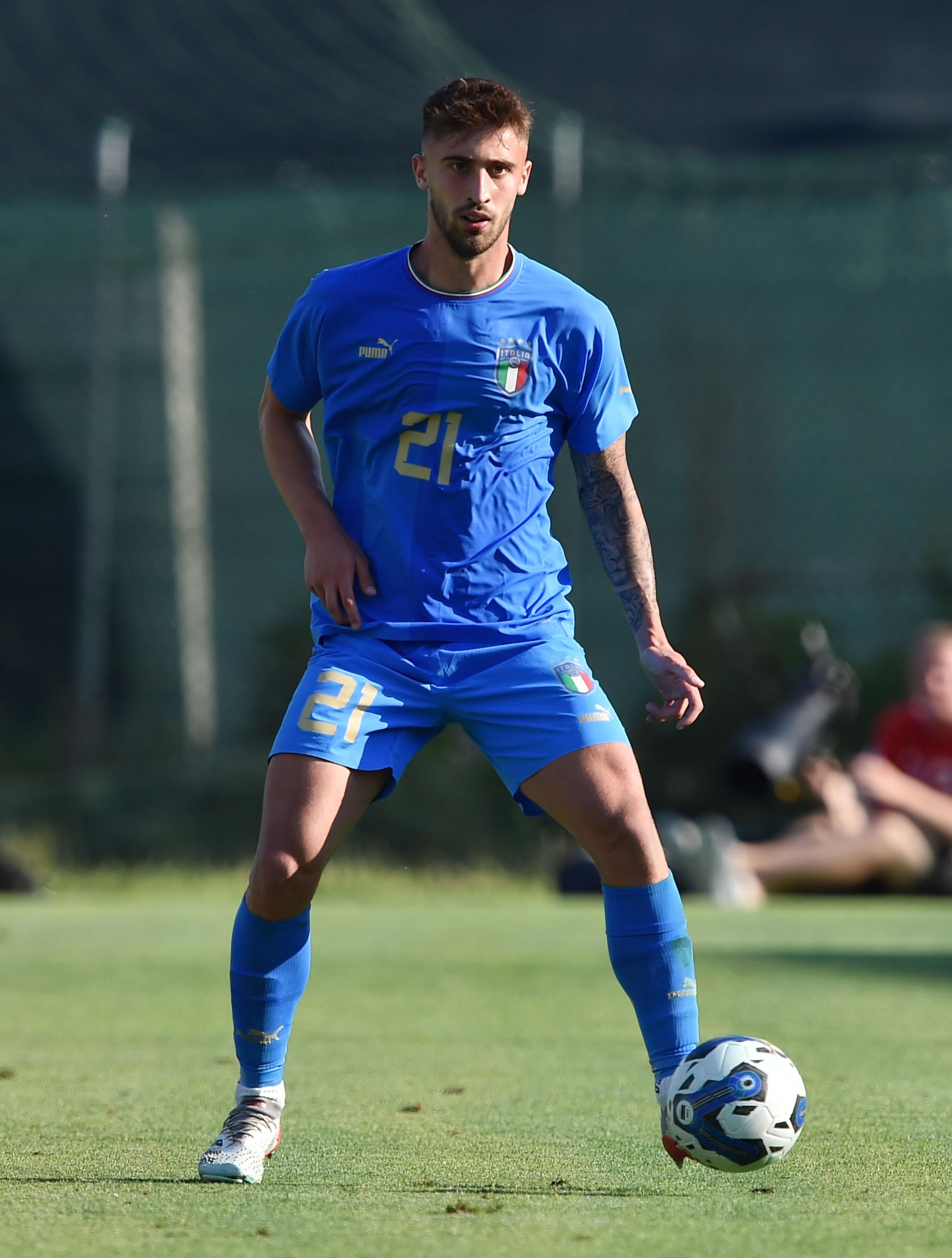 ASCOLI PICENO, ITALY - JUNE 14: Mattia Viti of Italy U21 in action during the UEFA European Under-21 Championship Qualifier Group F match between Italy U21 and Ireland U21 at Stadio Cino e Lillo Del Duca on June 14, 2022 in Ascoli Piceno, Italy. (Photo by Giuseppe Bellini/Getty Images) *** Local Caption *** Mattia Viti