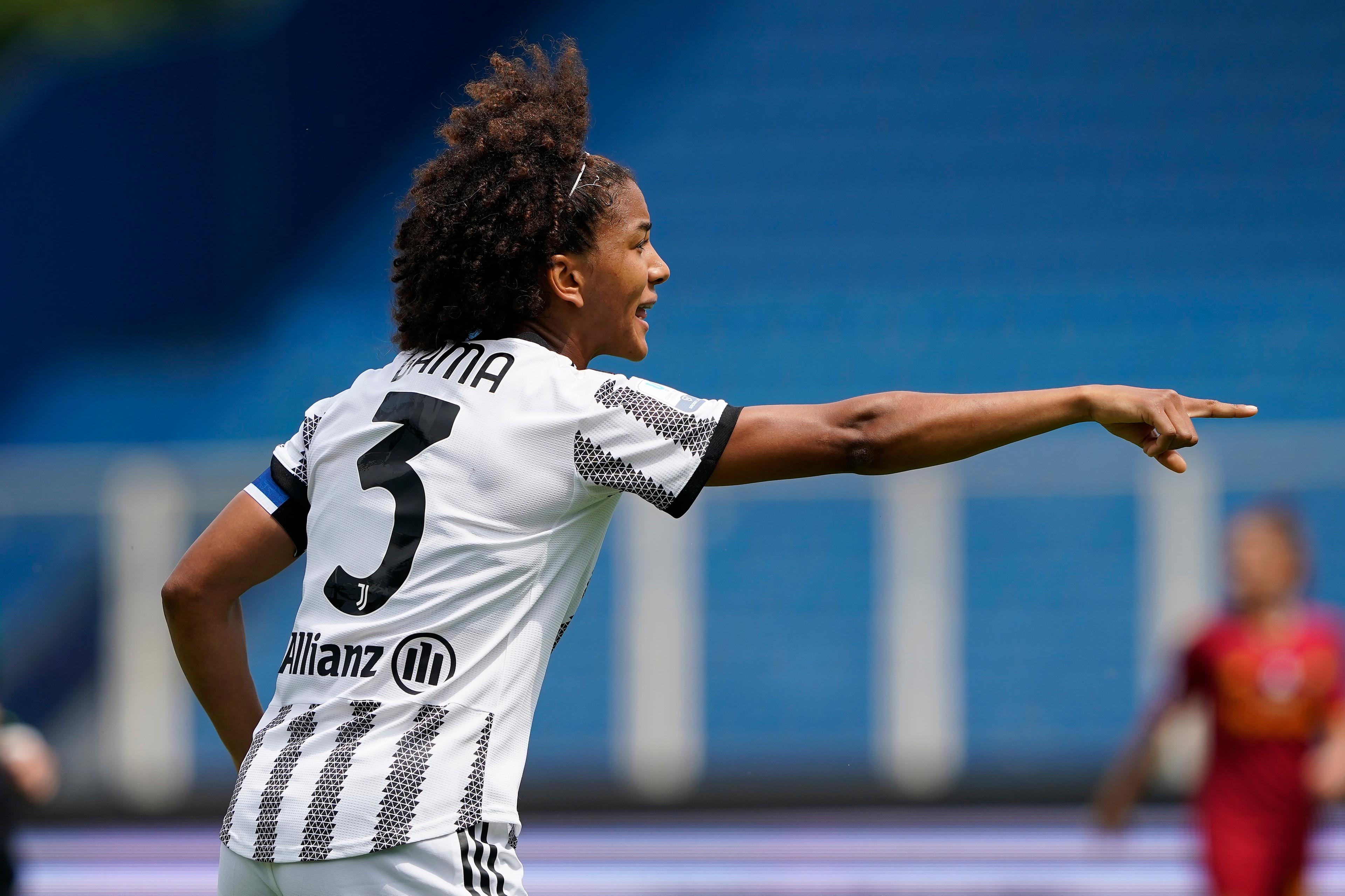 FERRARA, ITALY - MAY 22: Sara Gama of Juventus Women during the Women Coppa Italia Final between Juventus and AS Roma at Stadio Paolo Mazza on May 22, 2022 in Ferrara, Italy. (Photo by Danilo Di Giovanni/Getty Images)