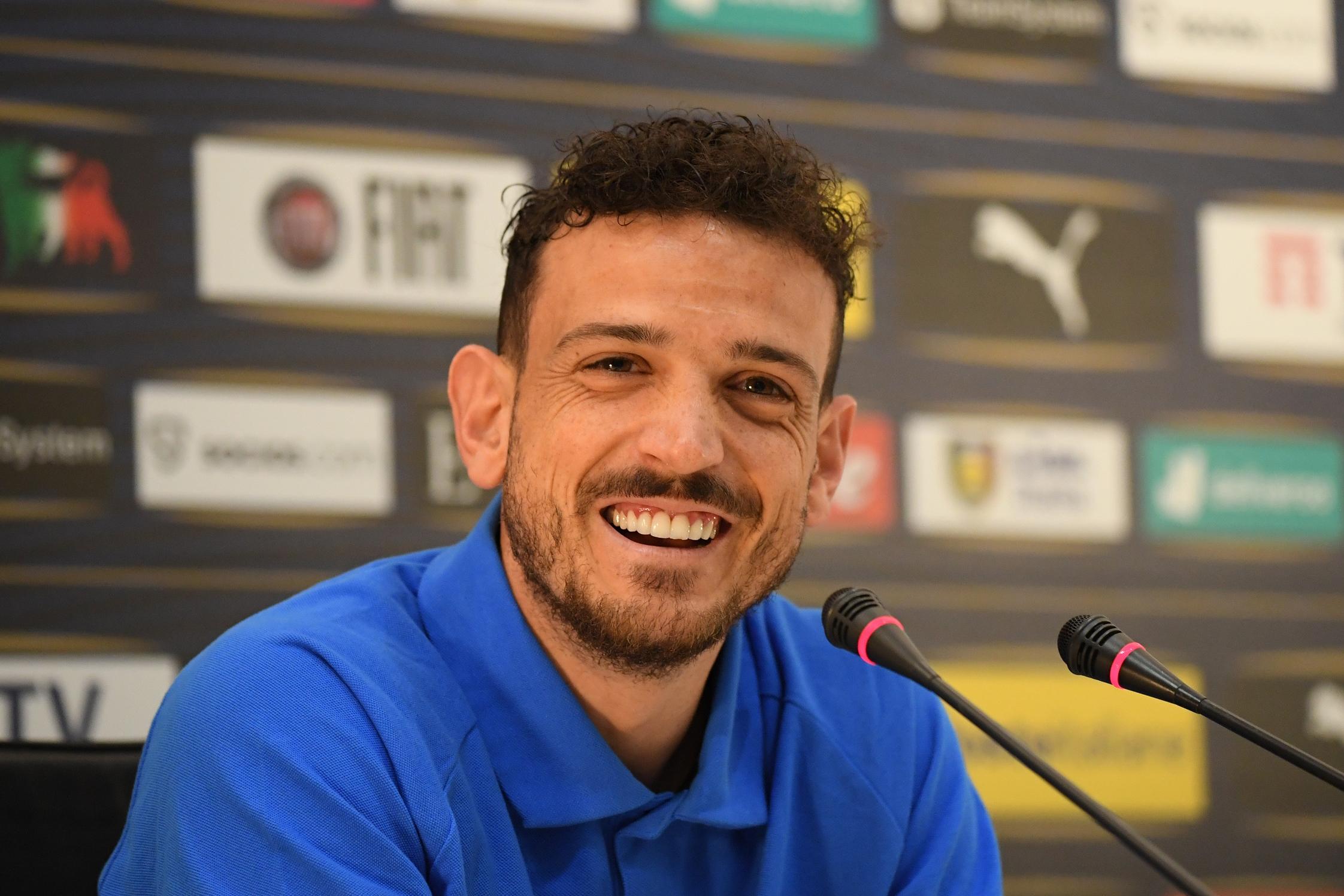FLORENCE, ITALY - MAY 28: Alessandro Florenzi of Italy speaks with the media during press conference at Centro Tecnico Federale di Coverciano on May 28, 2022 in Florence, Italy. (Photo by Claudio Villa/Getty Images)