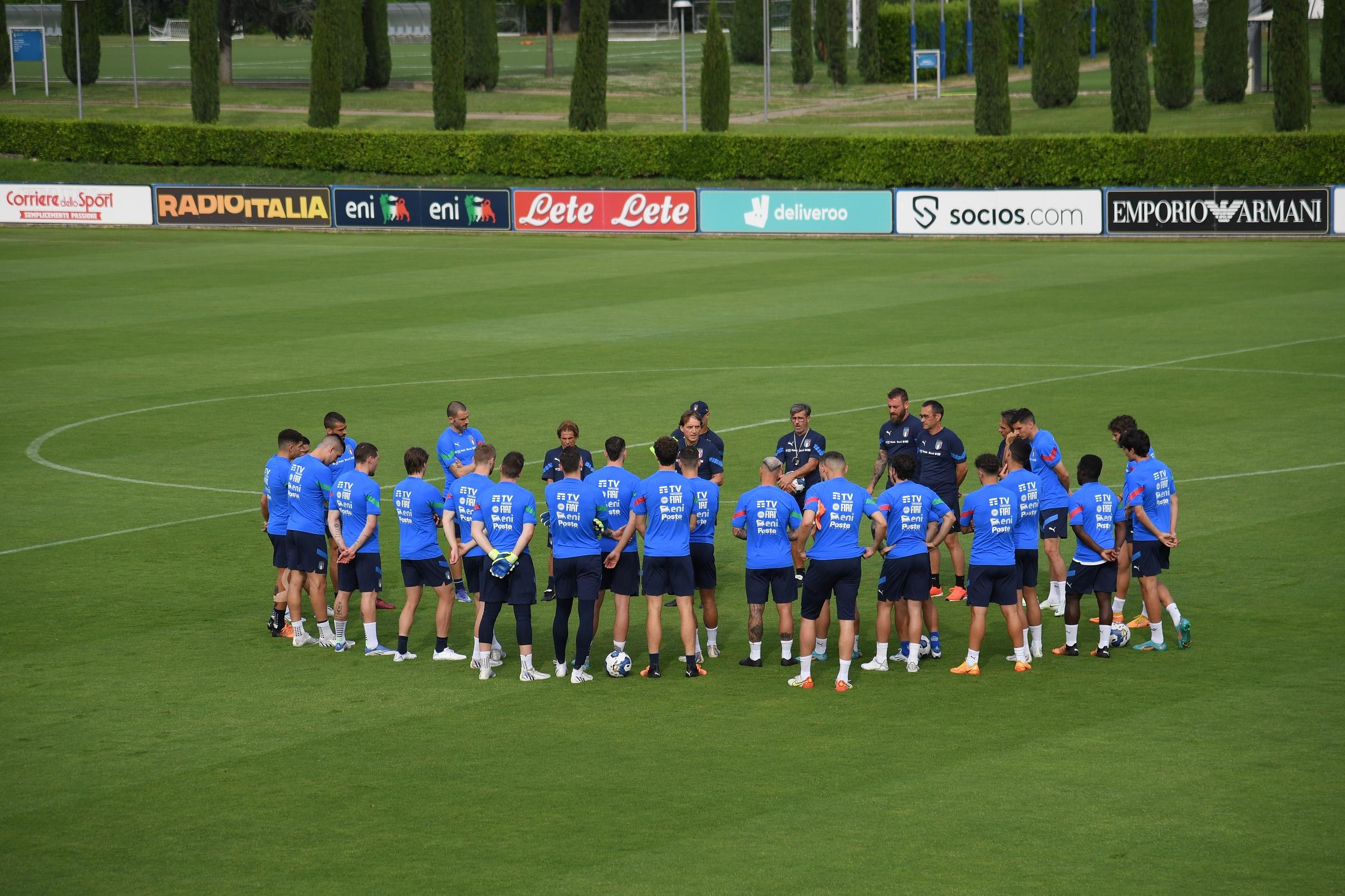 FLORENCE, ITALY - JUNE 05: A general view before the Italy training session at Centro Tecnico Federale di Coverciano on June 05, 2022 in Florence, Italy. (Photo by Claudio Villa/Getty Images)