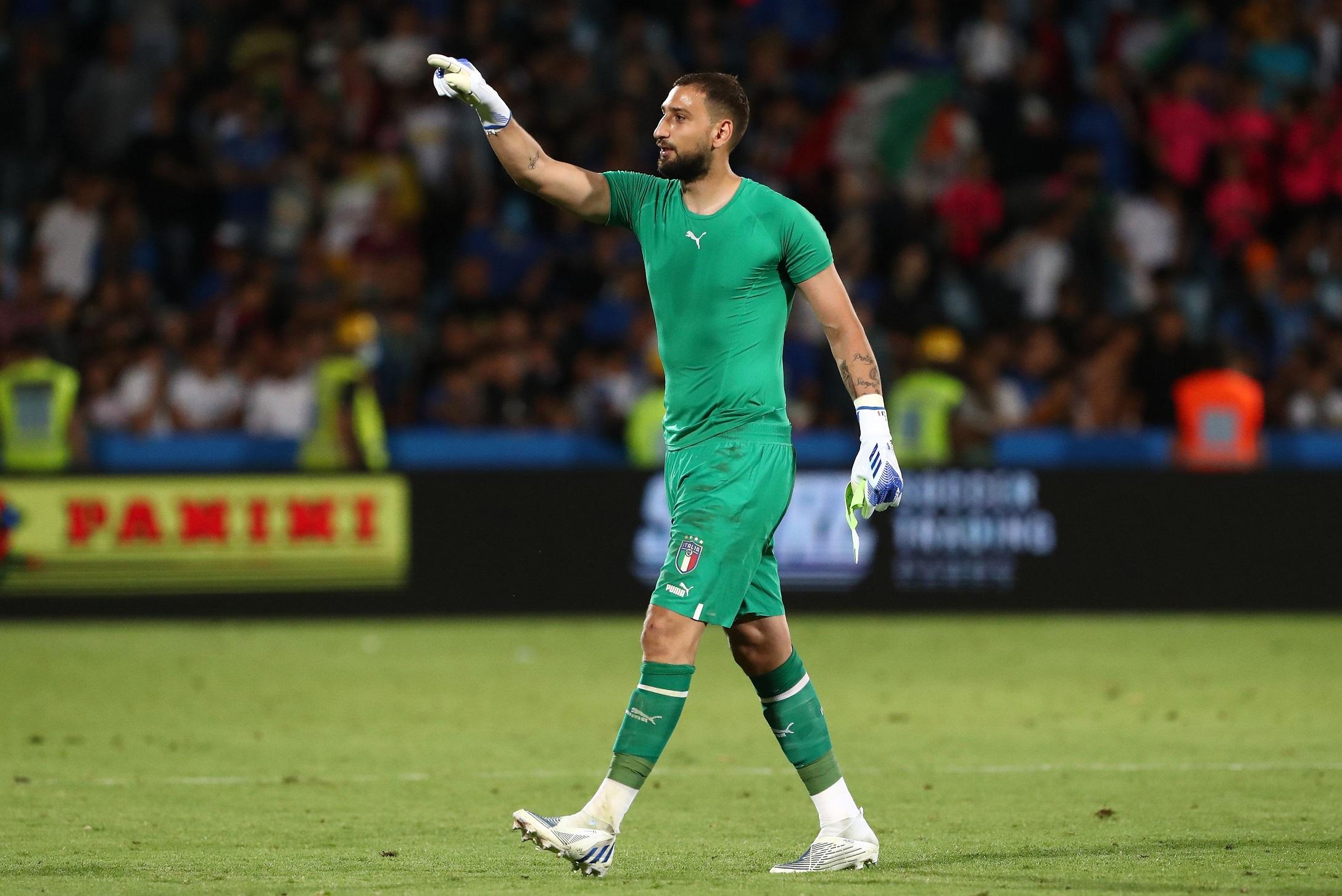 CESENA, ITALY - JUNE 07: Gianluigi Donnarumma of Italy gestures at the end of the UEFA Nations League League A Group 3 match between Italy and Hungary at Stadium Dino Manuzzi on June 07, 2022 in Cesena, Italy. (Photo by Marco Luzzani/Getty Images)
