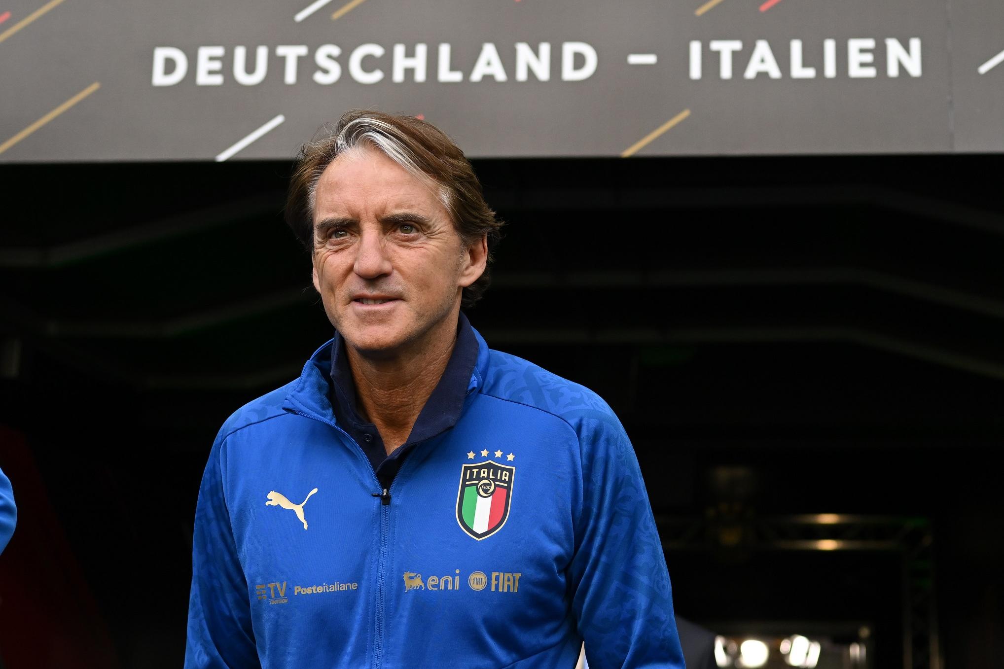 MOENCHENGLADBACH, GERMANY - JUNE 13: Head coach Italy Roberto Mancini looks on during an Italy training session at Borussia Park Stadium on June 13, 2022 in Moenchengladbach, Germany. (Photo by Claudio Villa/Getty Images)