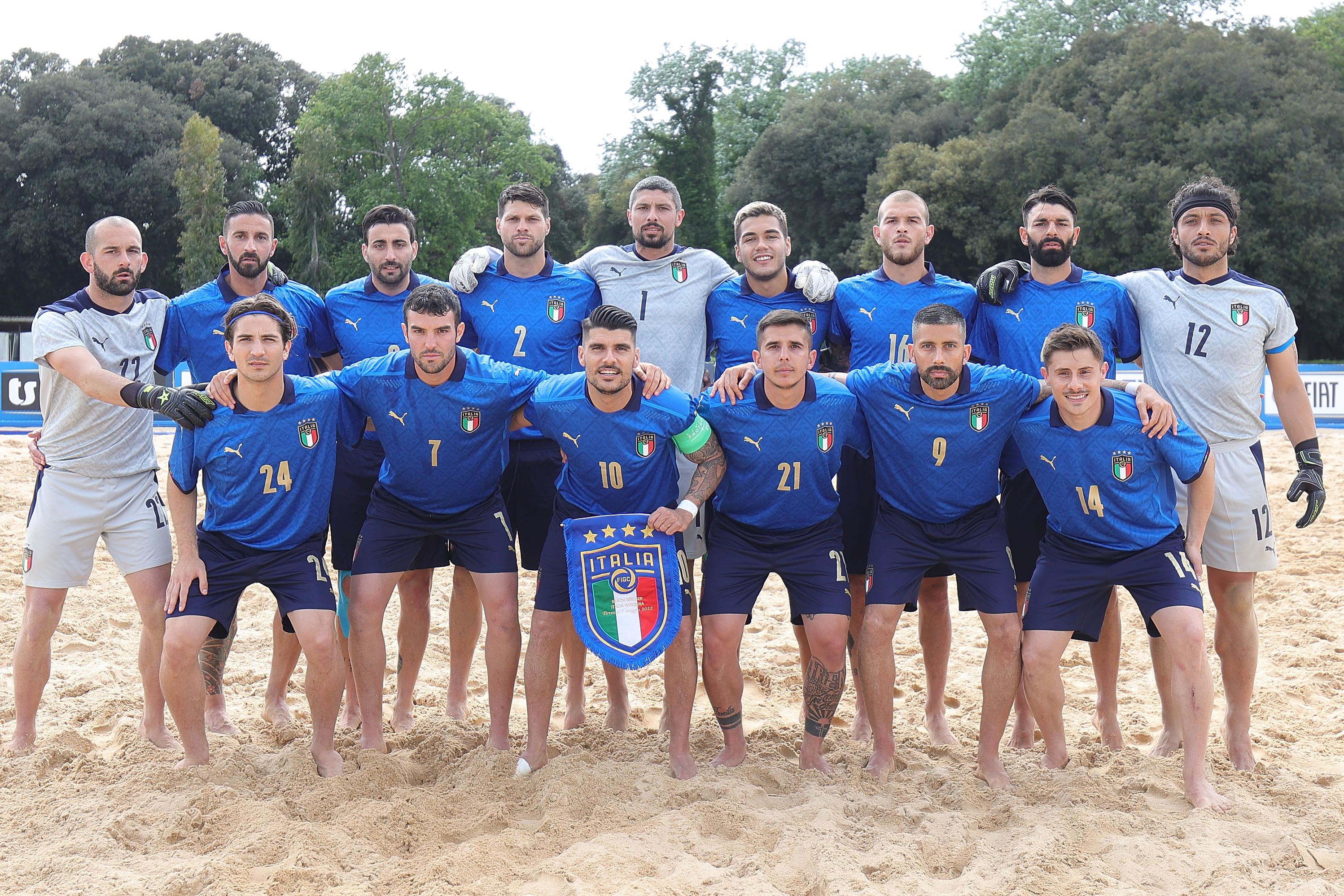 during the Beach Soccer friendly match between Italy and Switzerland on May 7, 2022 in Tirrenia, Italy.