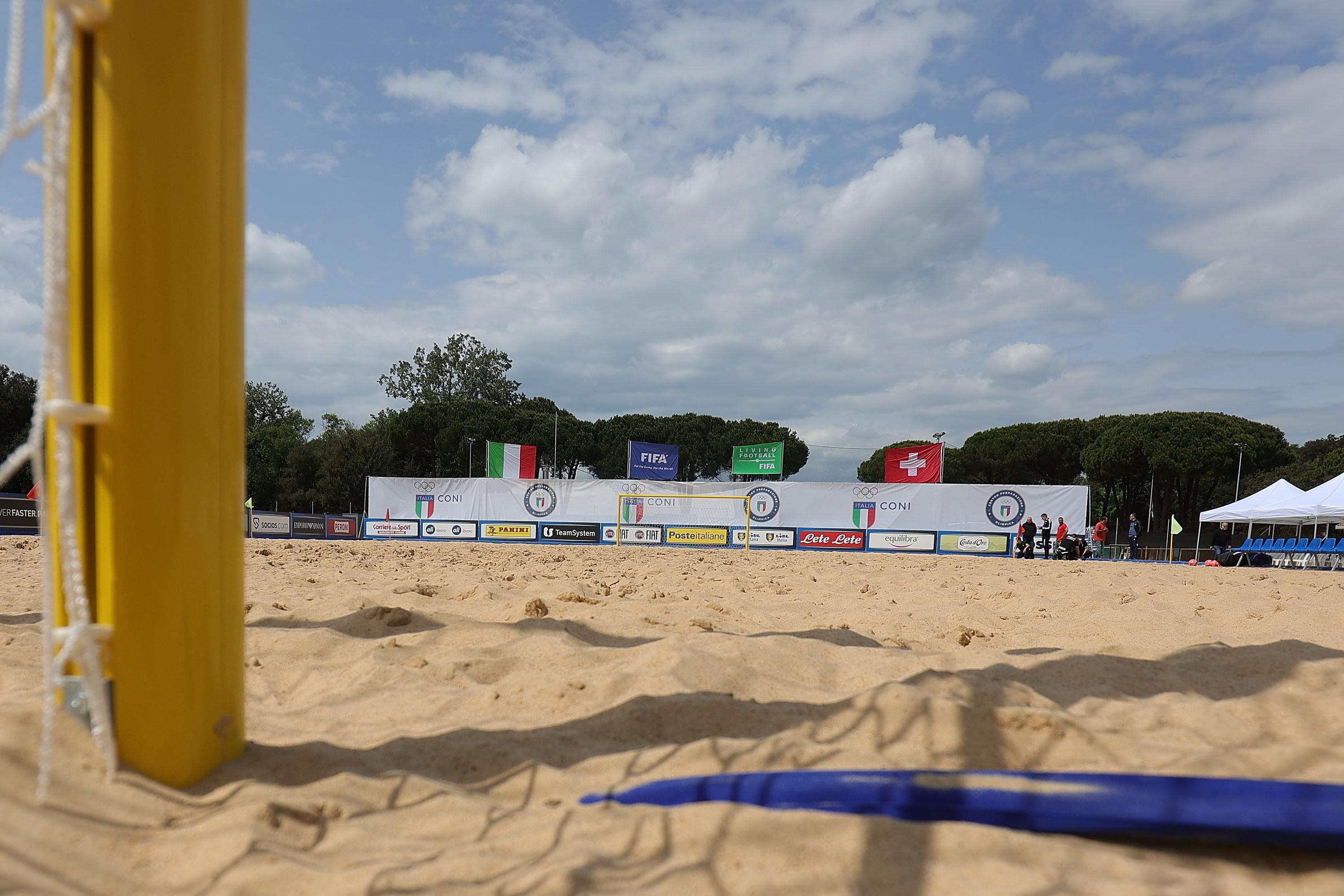 during the Beach Soccer friendly match between Italy and Switzerland on May 7, 2022 in Tirrenia, Italy.