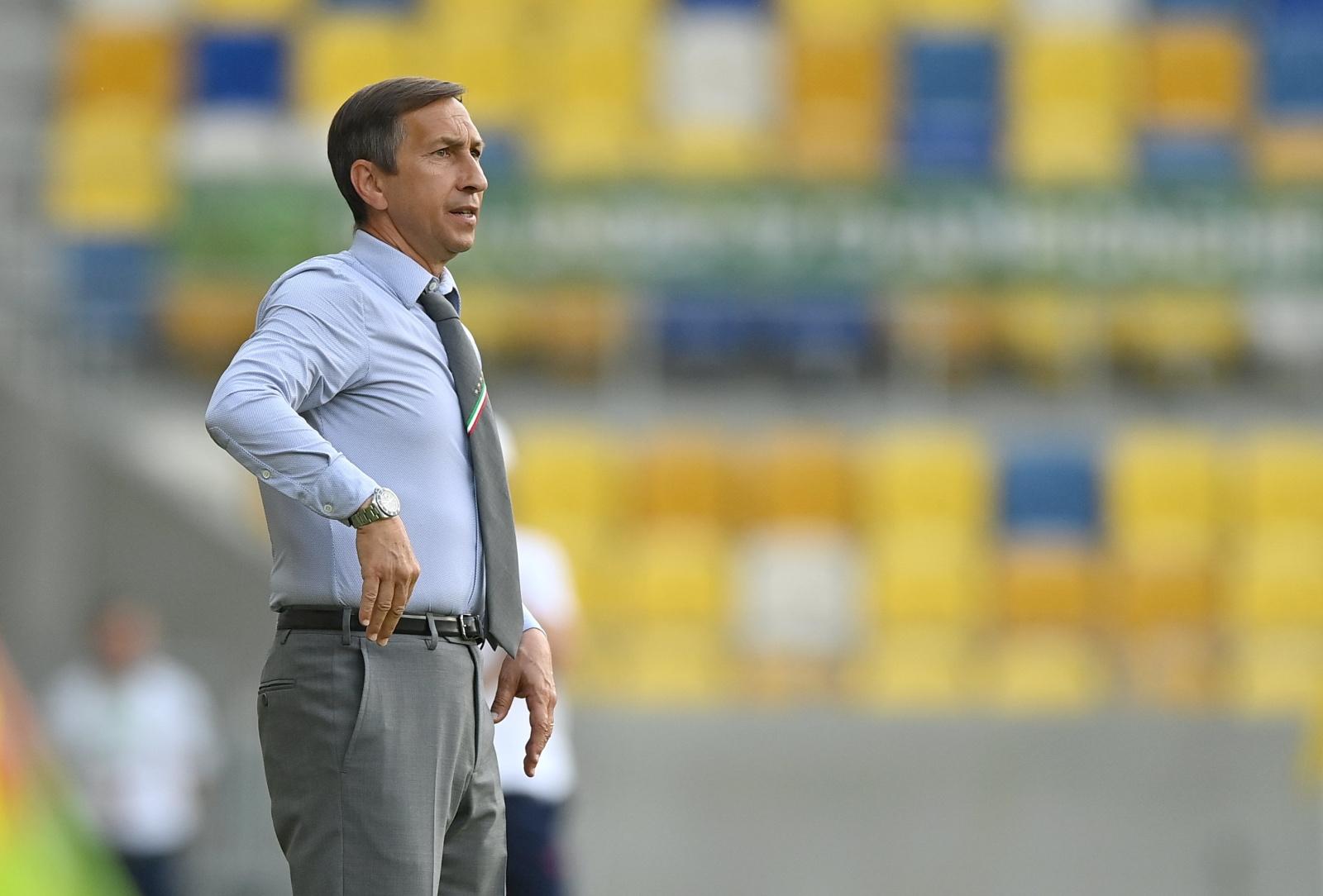 DUNAJSKÁ STREDA, SLOVAKIA - June 24: Italy head coach Carmine Nunziata during the UEFA European Under-19 Championship group A match between France and Italy on June 24, 2022 at the DAC Arená in Dunajská Streda, Slovakia. (Photo by Seb Daly - UEFA/UEFA via Sportsfile)