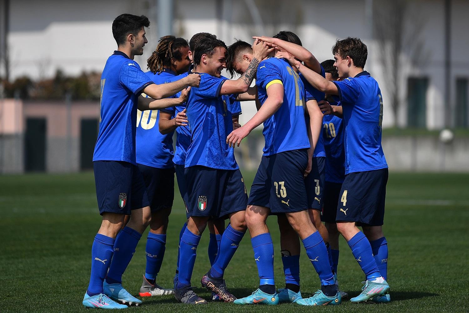 NOVARA, ITALY - MARCH 28:  during the international friendly match between Italy U18 and Switzerland U18 at Novarello Training Center on March 28, 2022 in Novara, Italy.  (Photo by Valerio Pennicino/Getty Images)