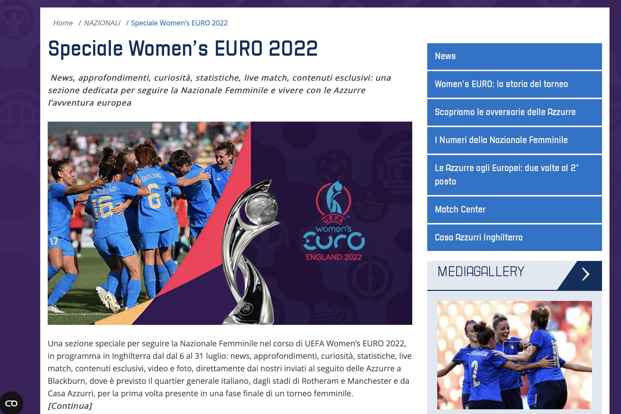 Tutti gli aggiornamenti sull’Europeo delle Azzurre: su figc.it uno speciale per seguire l’Italia a Women’s Euro 2022