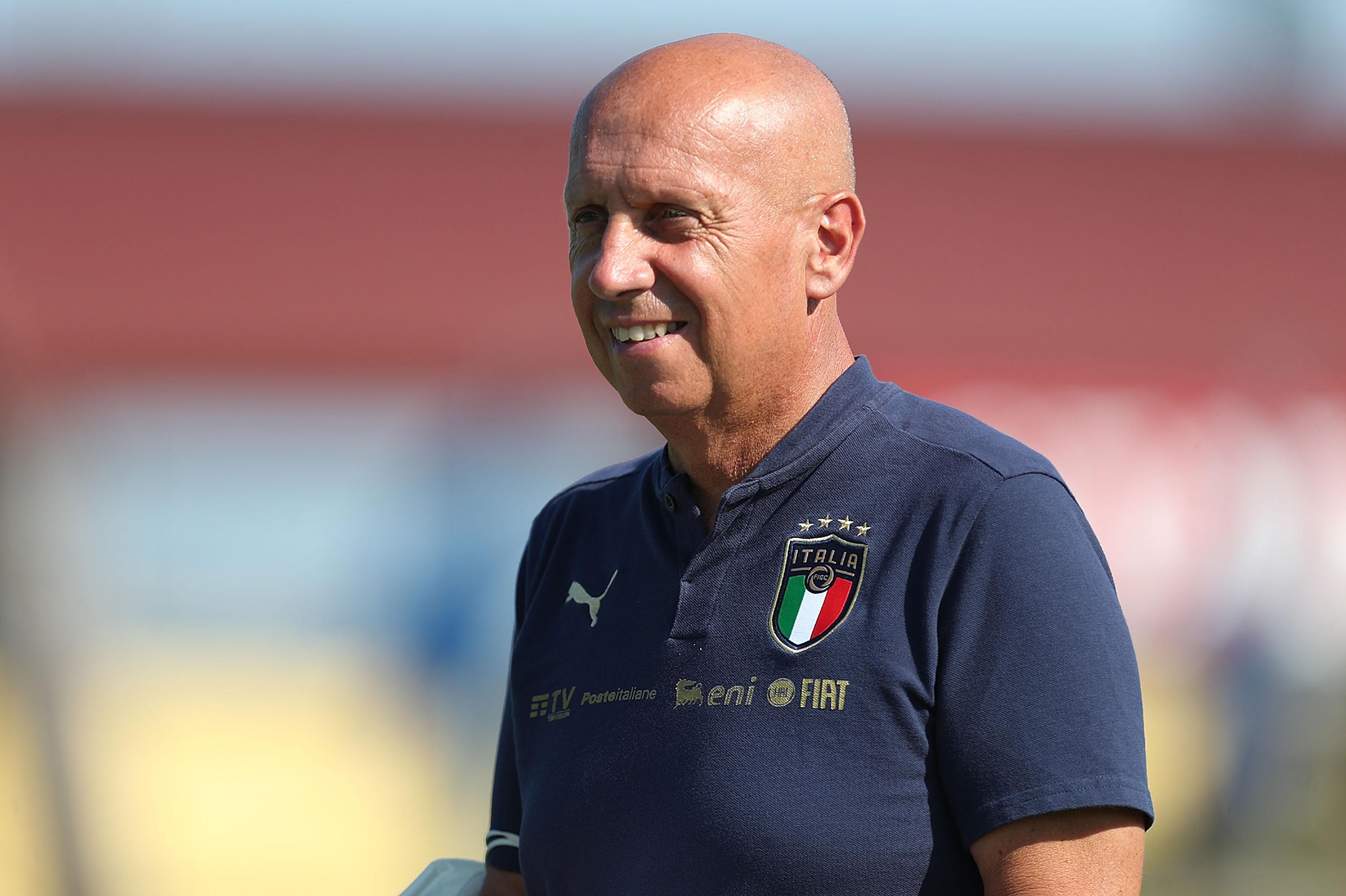 FLORENCE, ITALY - AUGUST 12: Maurizio Viscidi of FIGC between the match Italy U18 and Albania U18 at Centro Tecnico Federale di Coverciano on August 12, 2021 in Florence, Italy. (Photo by Gabriele Maltinti/Getty Images)