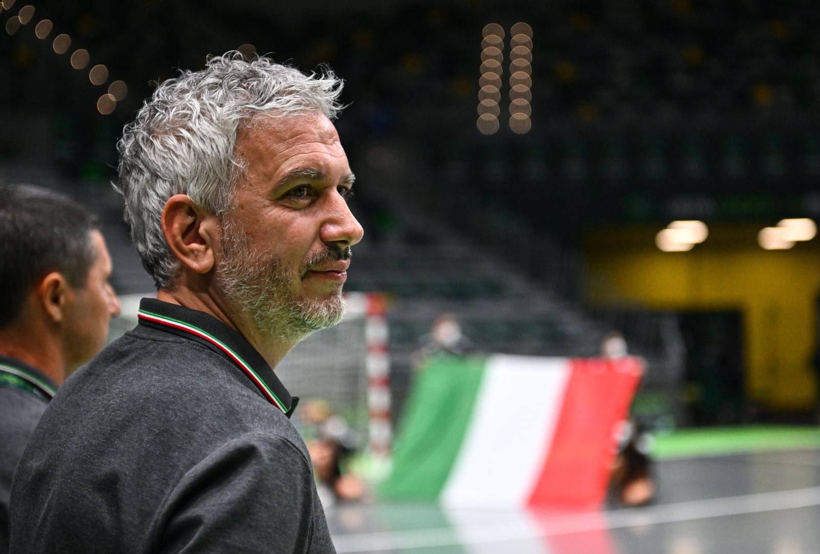 JAÉN, SPAIN - SEPTEMBER 7: Italy head coach Massimiliano Bellarte during the UEFA Under-19 Futsal EURO 2022 match between Italy and Portugal at the Olivo Arena on September 7, 2022 in Jaén, Spain. (Photo by Harry Murphy - UEFA/UEFA via Sportsfile)