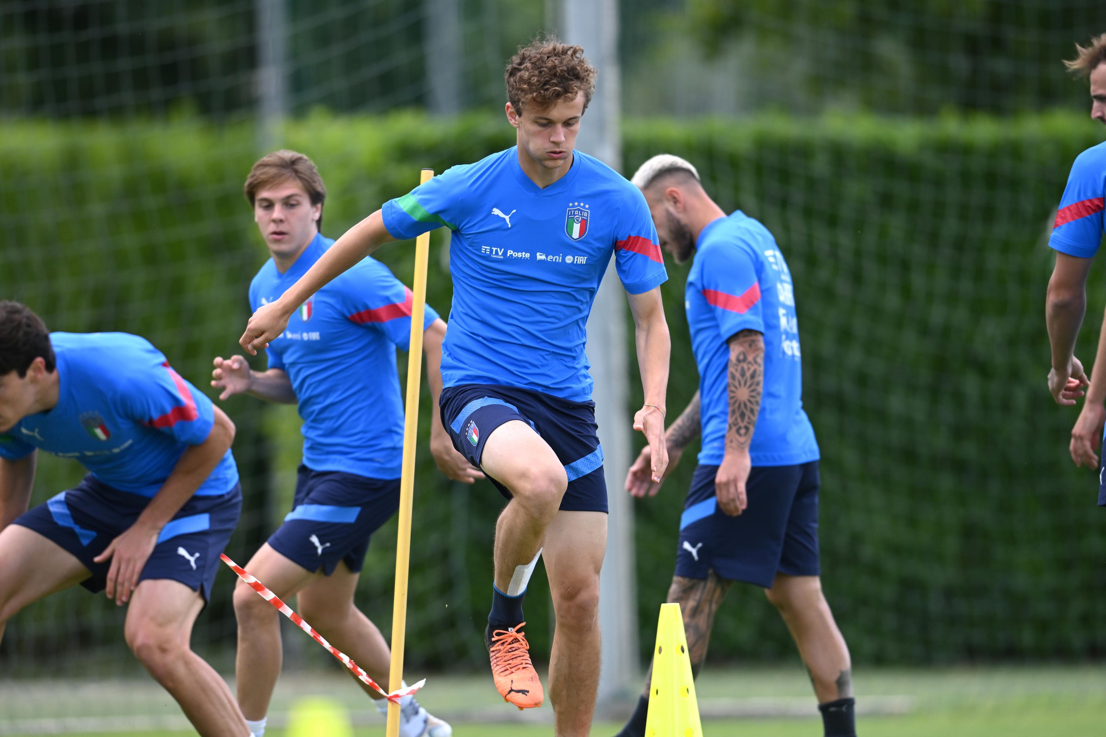 FLORENCE, ITALY - JUNE 09: Giorgio Scalvini of Italy in action during an Italy training session at Centro Tecnico Federale di Coverciano on June 09, 2022 in Florence, Italy. (Photo by Claudio Villa/Getty Images)