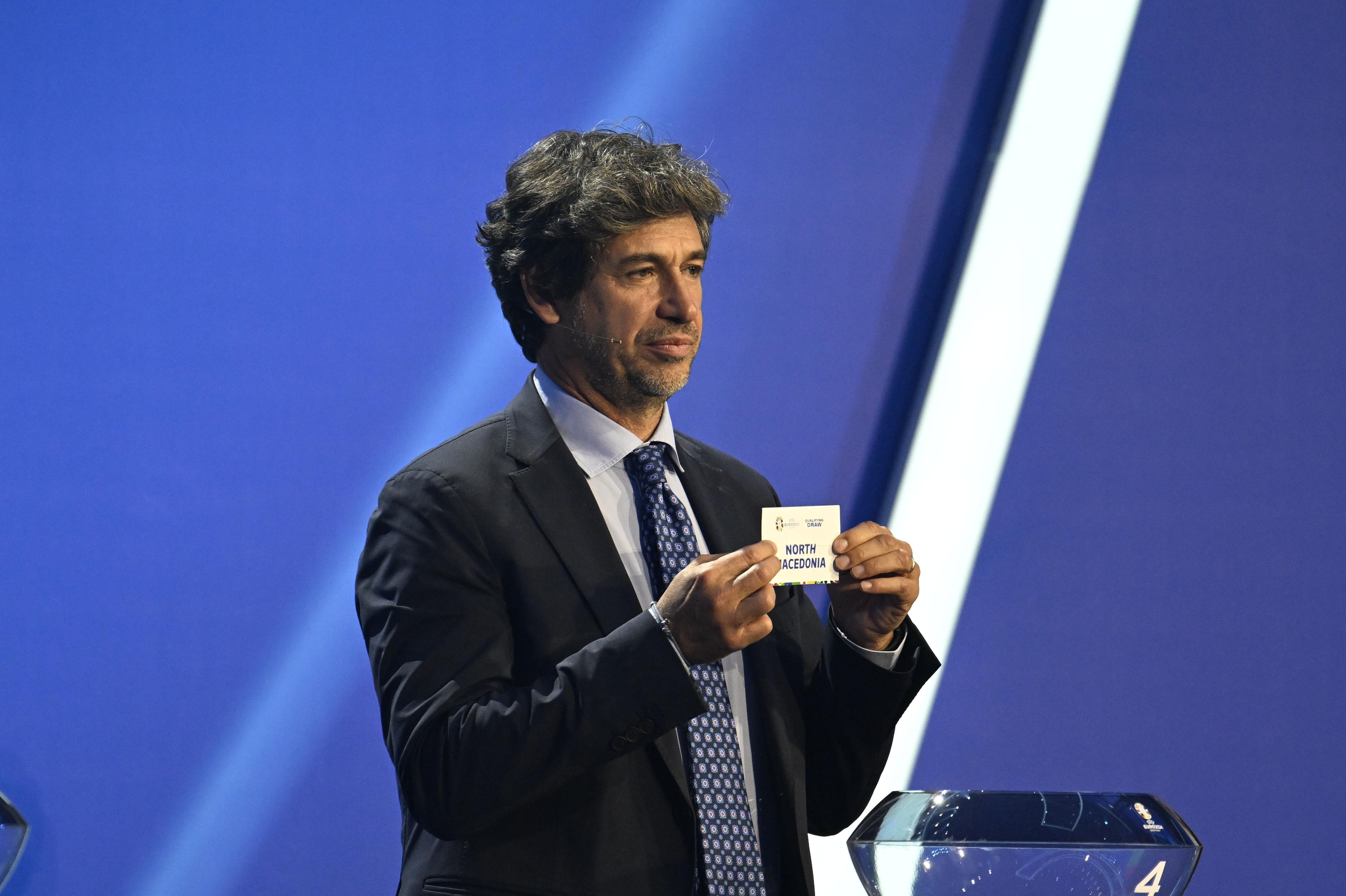 FRANKFURT, GERMANY - OCTOBER 9: during the UEFA EURO 2024 Qualifying Round Draw at Festhalle Messe Frankfurt on October 9, 2022, in Frankfurt, Germany. (Photo by Kristian Skeie - UEFA/UEFA via Getty Images)