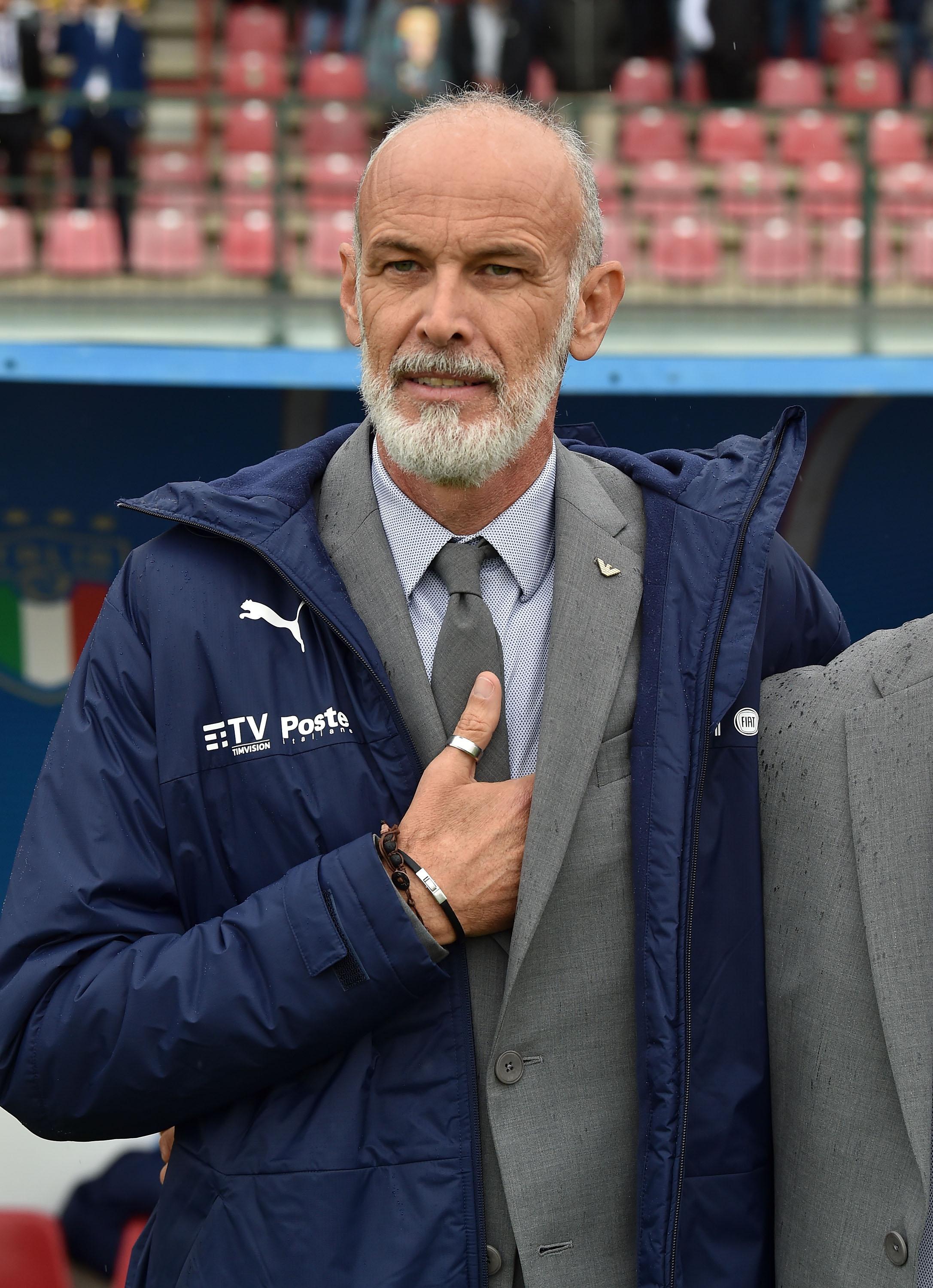 CASTEL DI SANGRO, ITALY - SEPTEMBER 26: Paolo Nicolato head coach of Italy U21 looks on prior the International Friendly Match between Italy U21 and Japan U21 at Stadio Teofilo Patini on September 26, 2022 in Castel di Sangro, Italy. (Photo by Giuseppe Bellini/Getty Images) *** Local Caption *** Paolo Nicolato