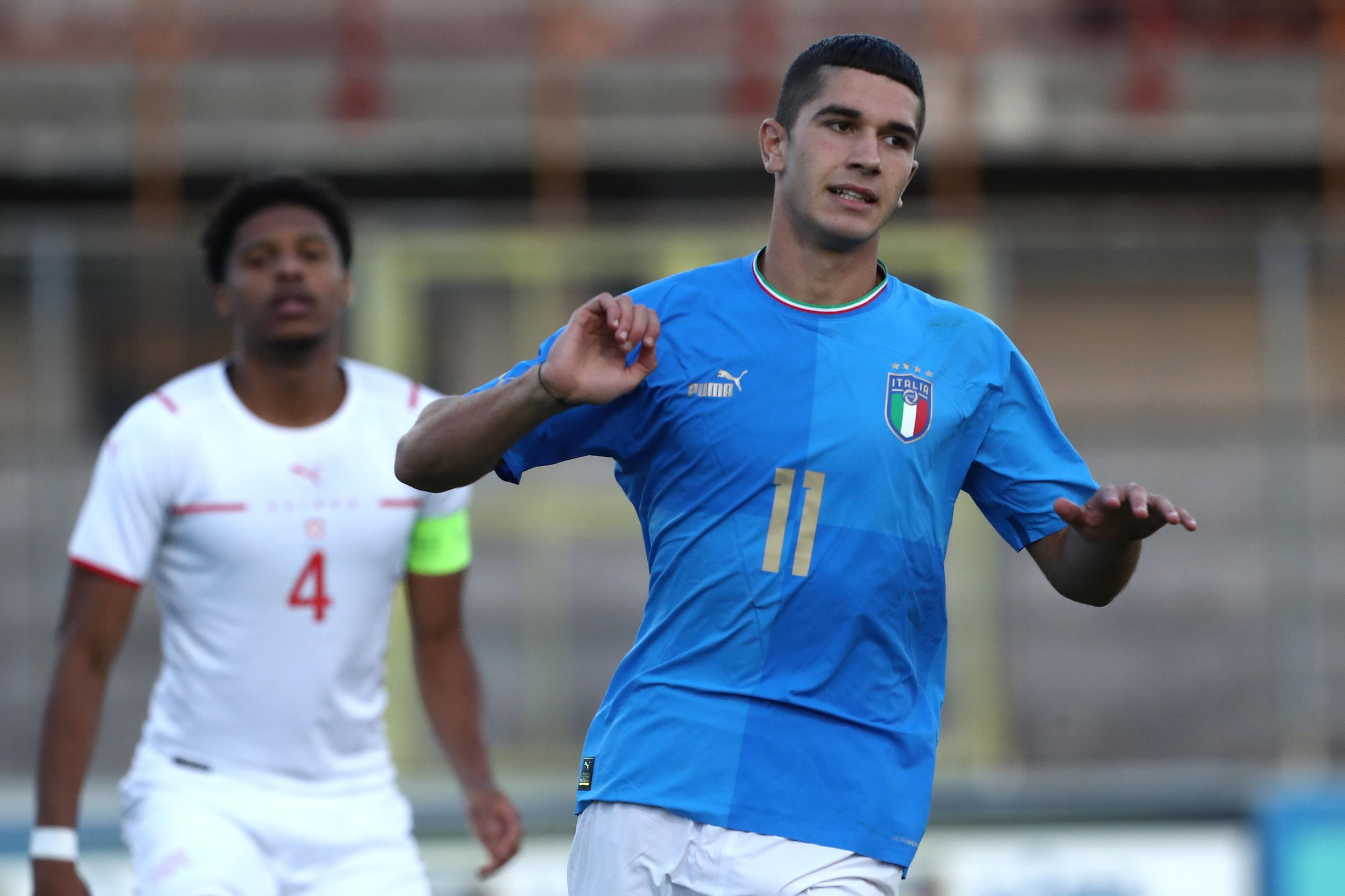 VARESE, ITALY - SEPTEMBER 27: Cristian Volpato of Italy looks on during the International Friendly Match between Italy U20 and Switzerland U20 at Stadio Franco Ossola on September 27, 2022 in Varese, Italy. (Photo by Marco Luzzani/Getty Images)