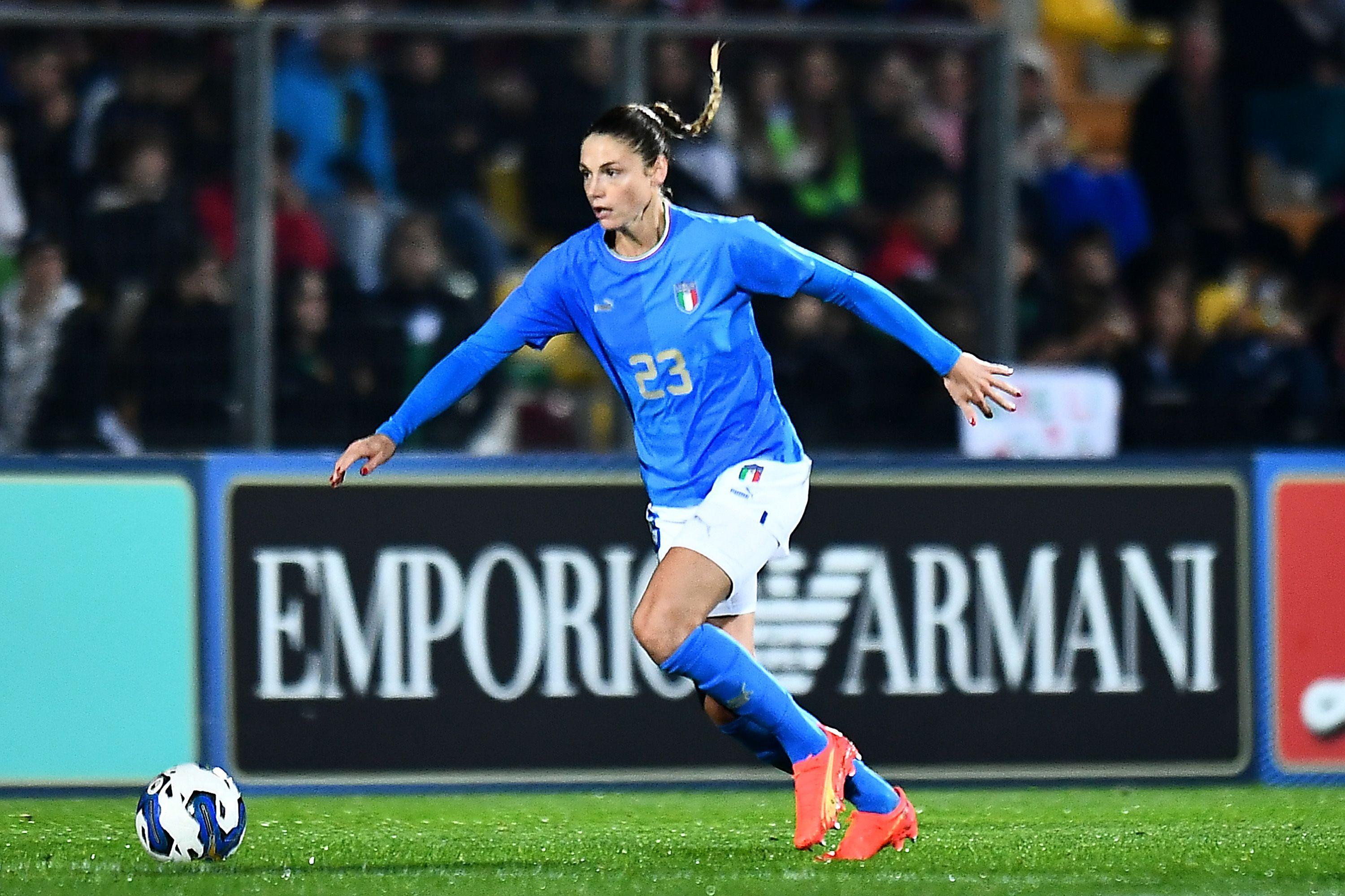LIGNANO SABBIADORO, ITALY - NOVEMBER 11: Cecilia Salvai of italy women in action during the Women\\'s Frienly match between Italy and Austria at Stadio Guido Teghil on November 11, 2022 in Lignano Sabbiadoro, Italy. (Photo by Alessandro Sabattini/Getty Images)