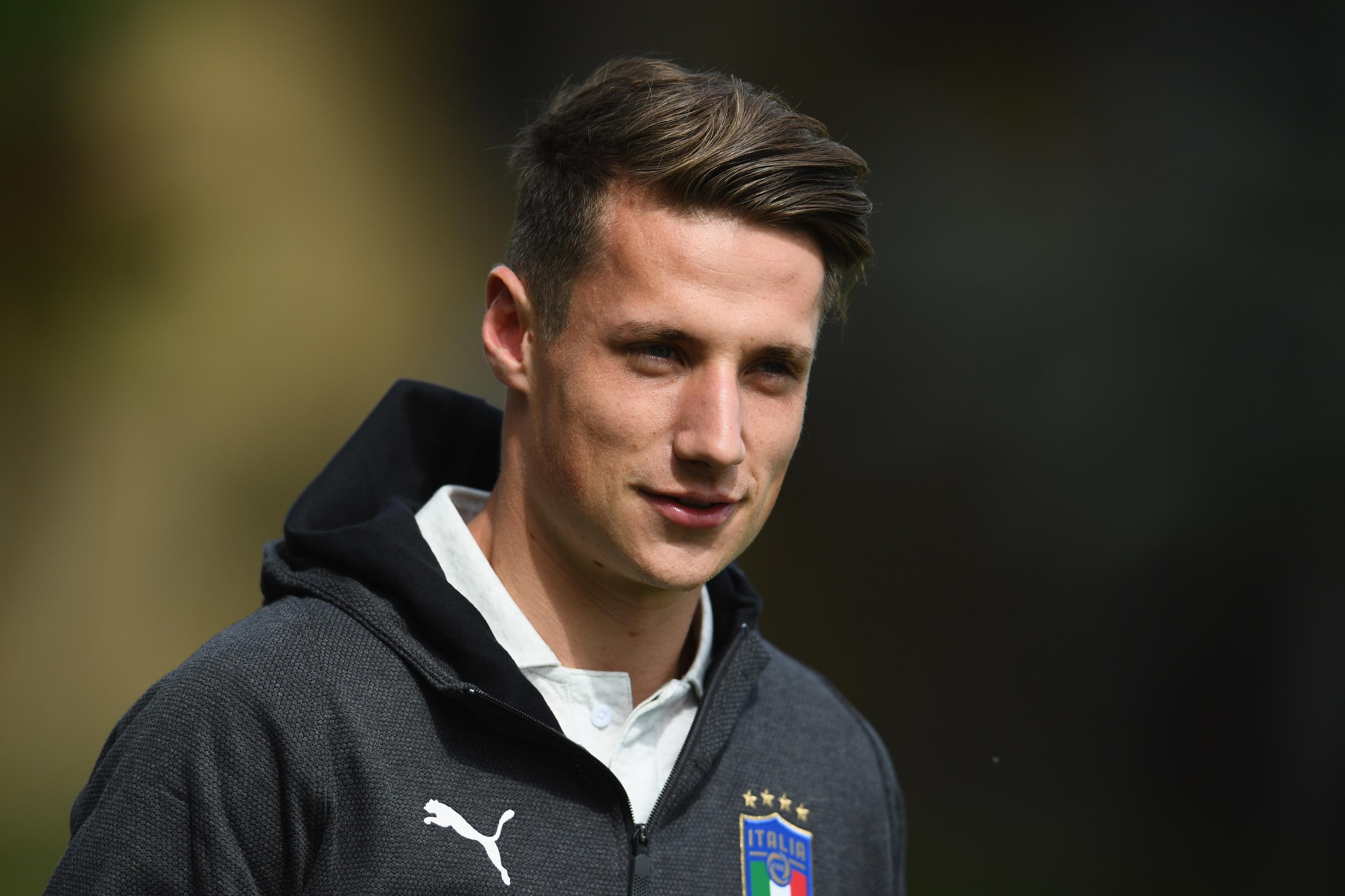 FLORENCE, ITALY - APRIL 29:  Andrea Pinamonti of Italy looks on during a Italy training session during a Italy press conference  at Centro Tecnico Federale di Coverciano on April 29, 2019 in Florence, Italy.  (Photo by Claudio Villa/Getty Images) *** Local Caption *** Andrea Pinamonti
