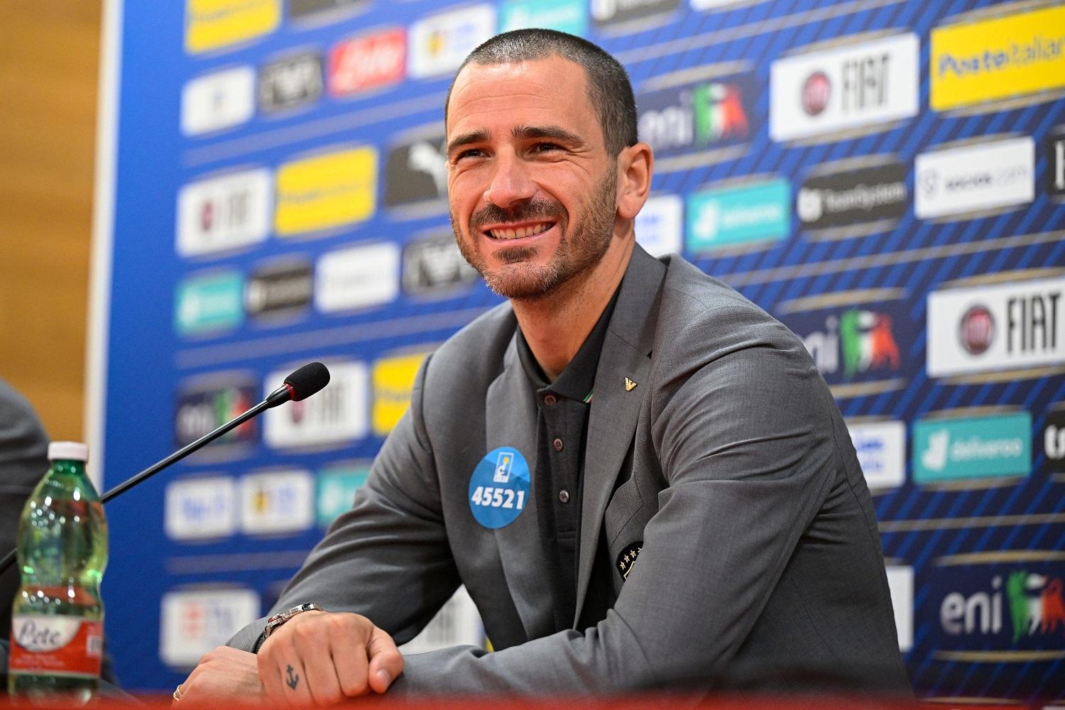 TI, ITALY - NOVEMBER 15: Leonardo Bonucci of Italy speaks with the media during the Italy Press Conference at Albania Stadium on November 15, 2022 in Tirana, Albania (Photo by Mattia Ozbot/Getty Images)