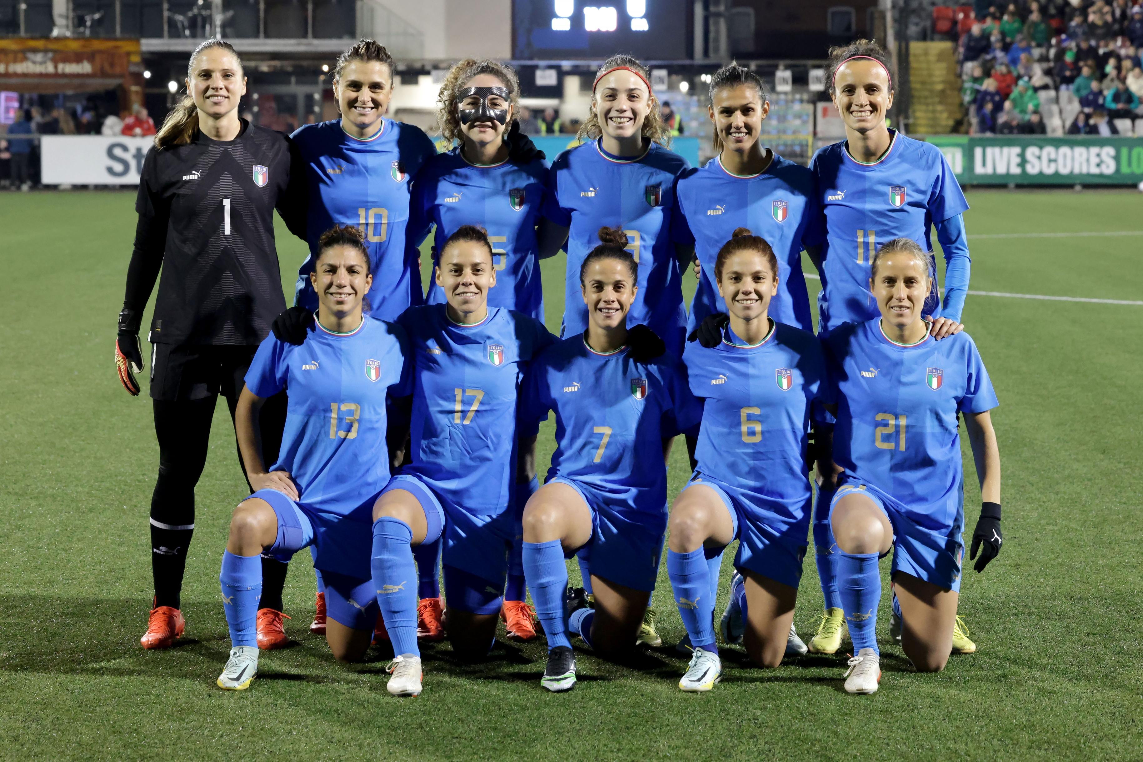Press Eye - Belfast, Northern Ireland - 15th November 2022 - Photo by William Cherry/Presseye\\r\\r Italy line up before Tuesday nights Women\\u2019s International Friendly against Northern Ireland at Seaview, Belfast.    Photo by William Cherry/Presseye