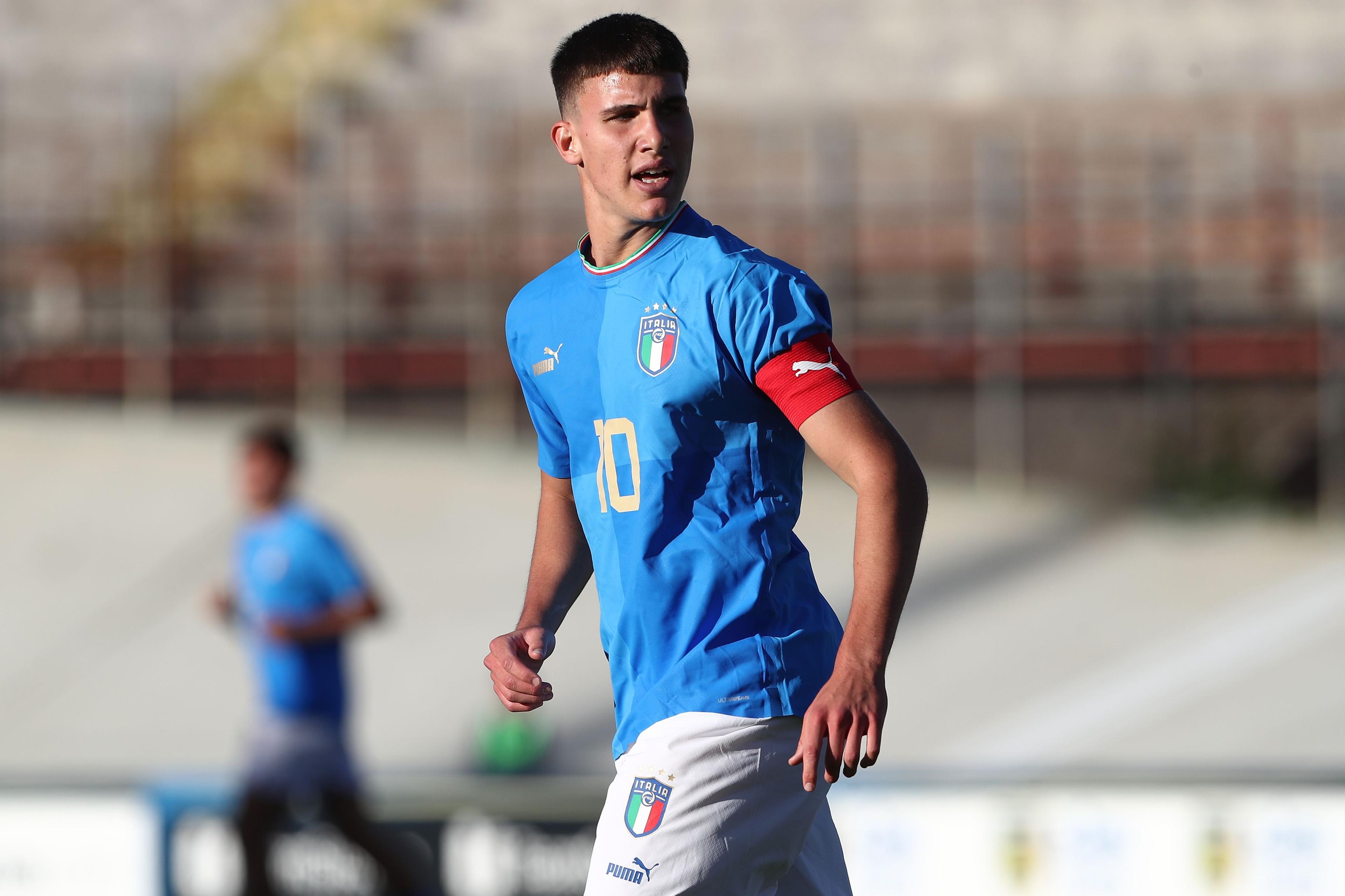 VARESE, ITALY - SEPTEMBER 27: Cesare Casadei of Italy looks on during the International Friendly Match between Italy U20 and Switzerland U20 at Stadio Franco Ossola on September 27, 2022 in Varese, Italy. (Photo by Marco Luzzani/Getty Images)