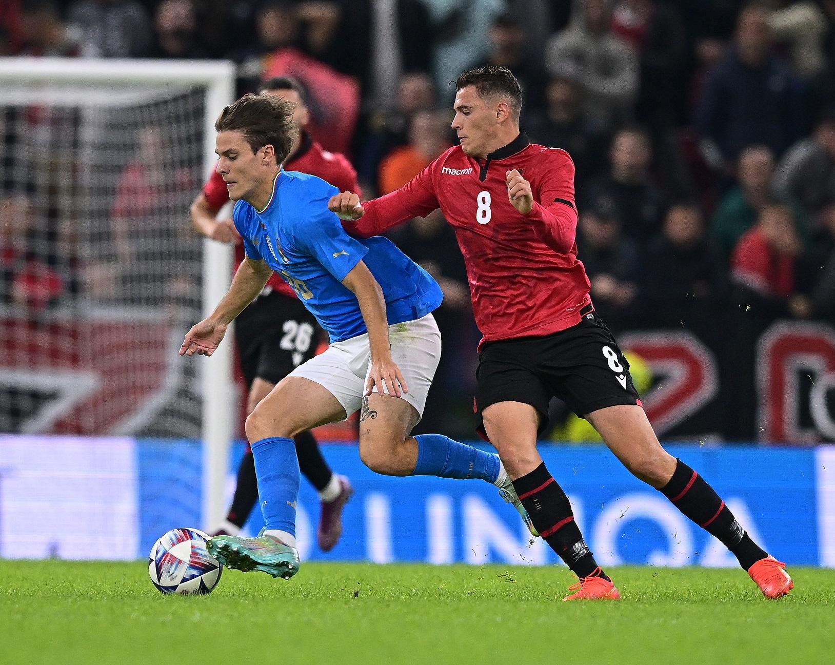 TIRANA, ALBANIA - NOVEMBER 16: Nicolo Fagioli of Italy in action during the International friendly match between Albania and Italy at on November 16, 2022 in Tirana, Albania. (Photo by Mattia Ozbot/Getty Images)
