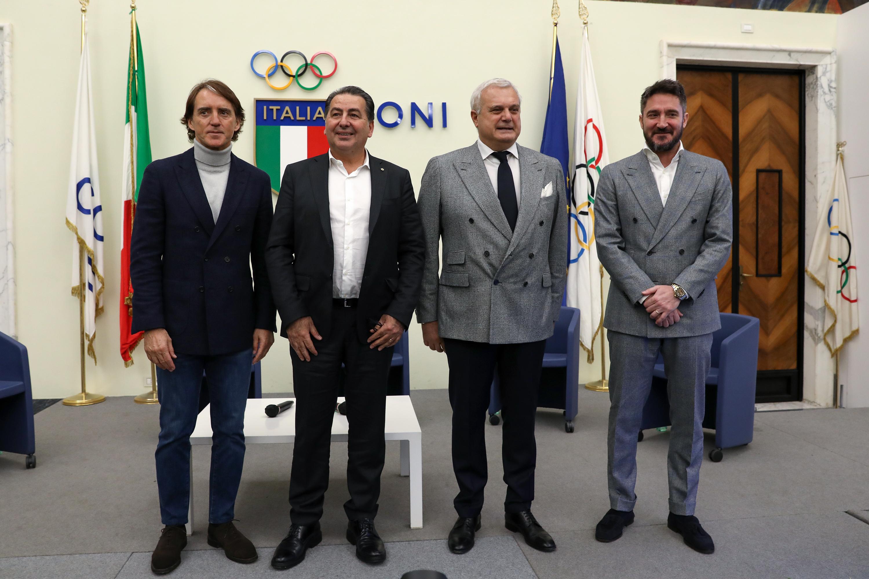 Roma 23/01/2023 Salone d'onore del CONI Allenare l’Azzurro, CT a confronto Roberto Mancini, Ferdinando De Giorgi , Alessandro Campagna ,Gianmarco Pozzecco Credit Ciamillo