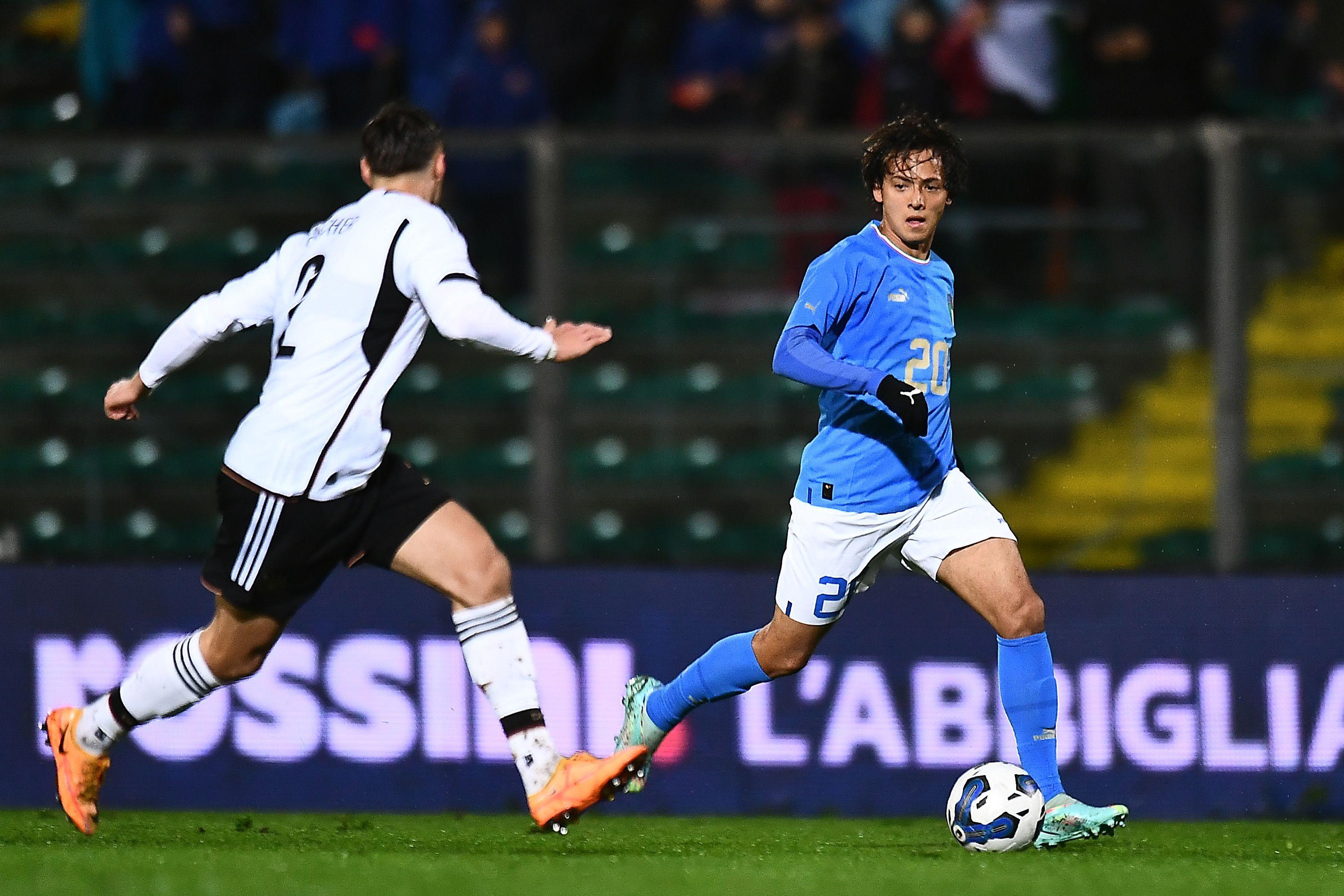 ANCONA, ITALY - NOVEMBER 19: during the International Friendly match between Italy U21 and Germany U21 at Del Conero Stadium on November 19, 2022 in Ancona, Italy. (Photo by Alessandro Sabattini/Getty Images