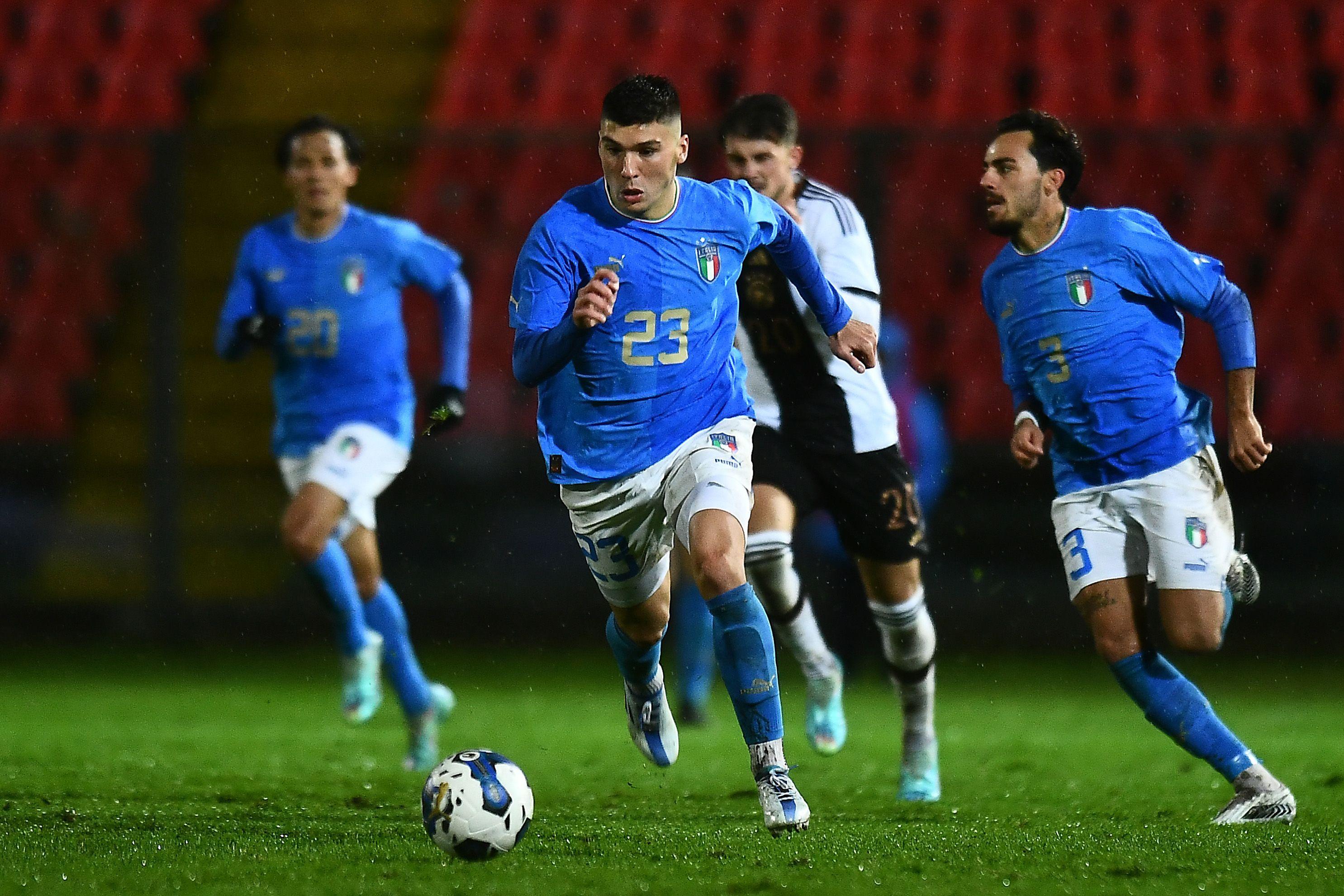 ANCONA, ITALY - NOVEMBER 19: during the International Friendly match between Italy U21 and Germany U21 \\u200Bat Del Conero Stadium on November 19, 2022 in Ancona, Italy. (Photo by Alessandro Sabattini/Getty Images