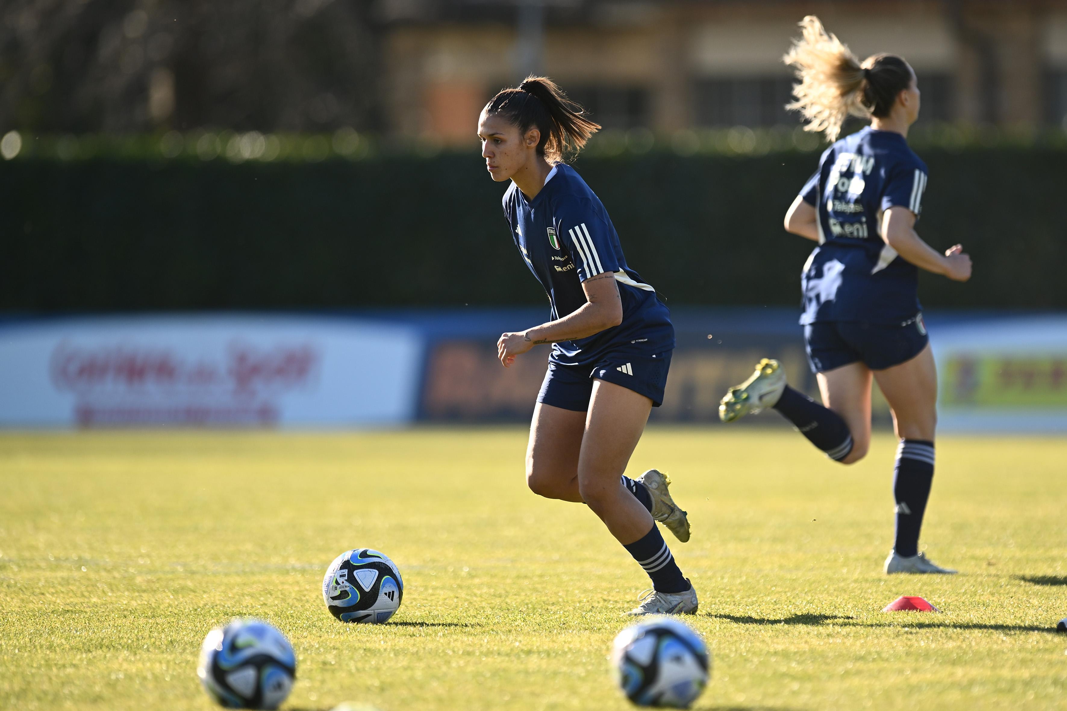 FLORENCE, ITALY - FEBRUARY 13: Federica Cafferata, of Italy Women, in action during a training session at Centro Tecnico Federale di Coverciano on February 13, 2023 in Florence, Italy. (Photo by Tullio M. Puglia/Getty Images)