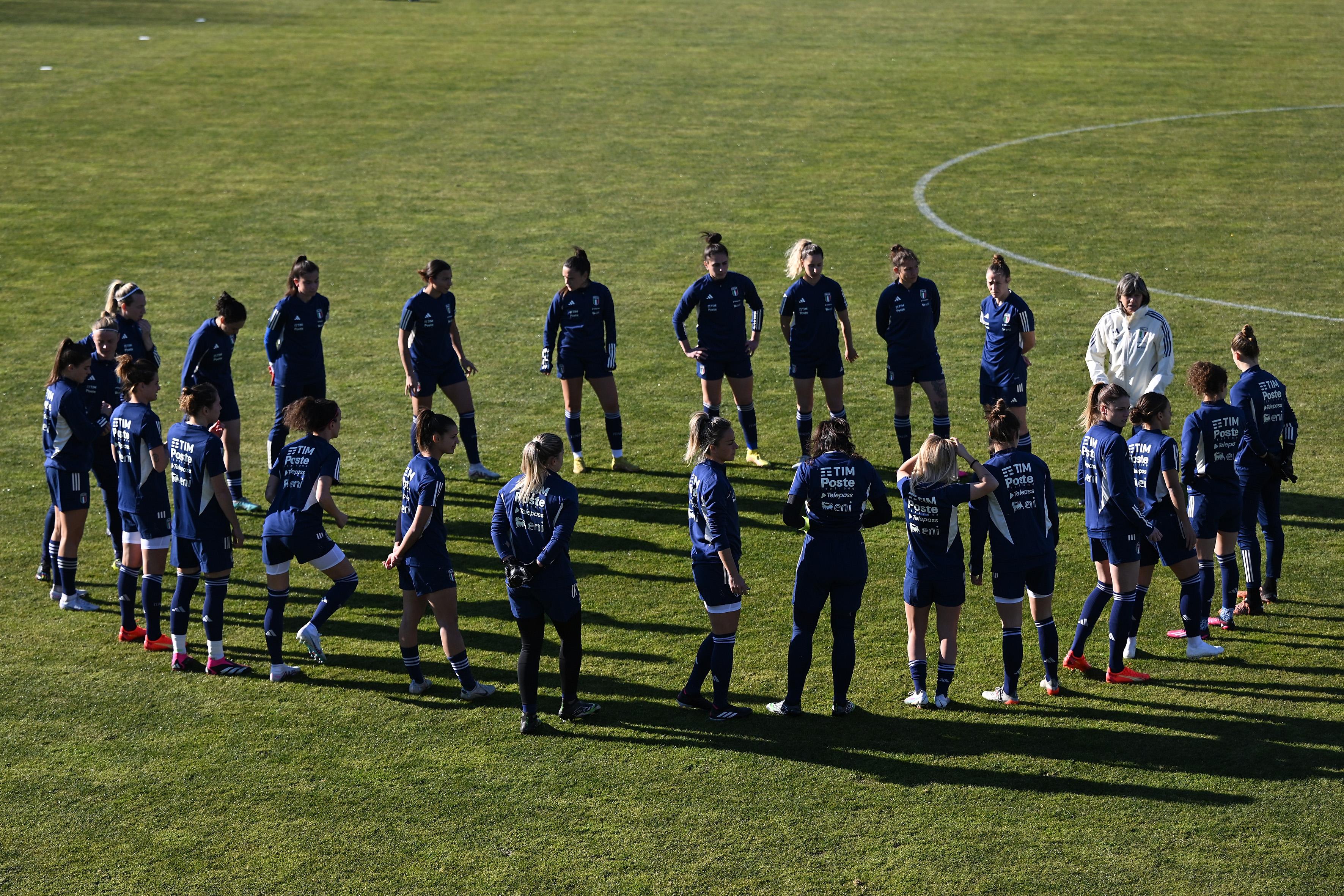 FLORENCE, ITALY - FEBRUARY 13: Milena Bertolini, Head coach of Italy Women, leads a training session at Centro Tecnico Federale di Coverciano on February 13, 2023 in Florence, Italy. (Photo by Tullio M. Puglia/Getty Images)