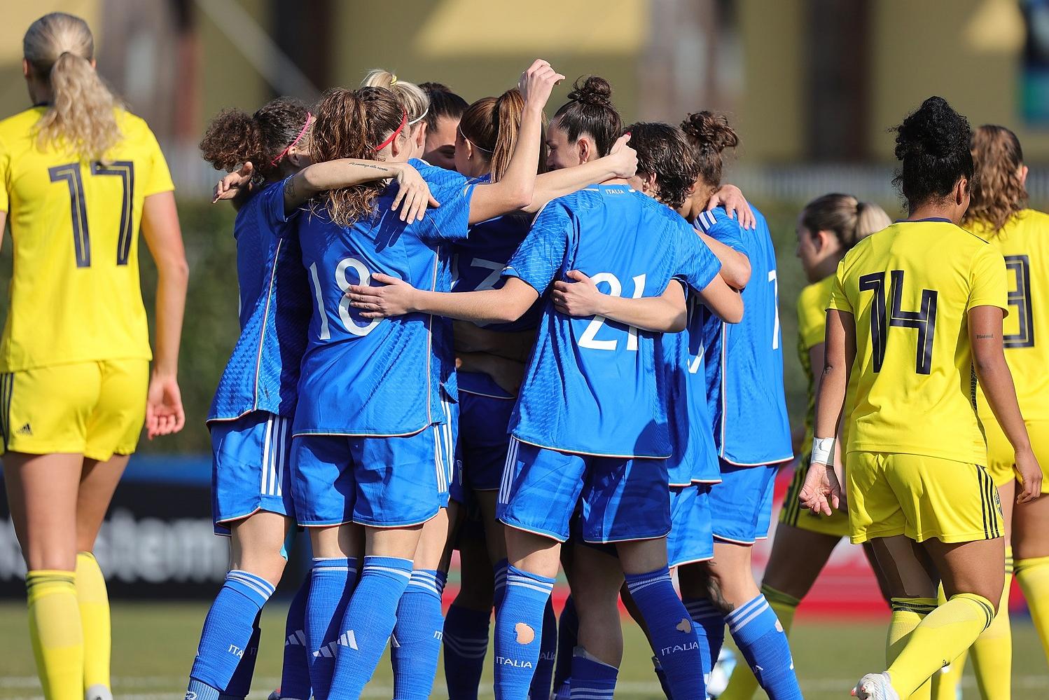 FLORENCE, ITALY - FEBRUARY 20: Matilde Pavan of Italy Women U23 celebrates after scoring a goal during the international friendly match between Italy U23 and Sweden U23 at Centro Tecnico Federale di Coverciano on February 20, 2023 in Florence, Italy.  (Photo by Gabriele Maltinti/Getty Images) *** Local Caption *** Matilde Pavan