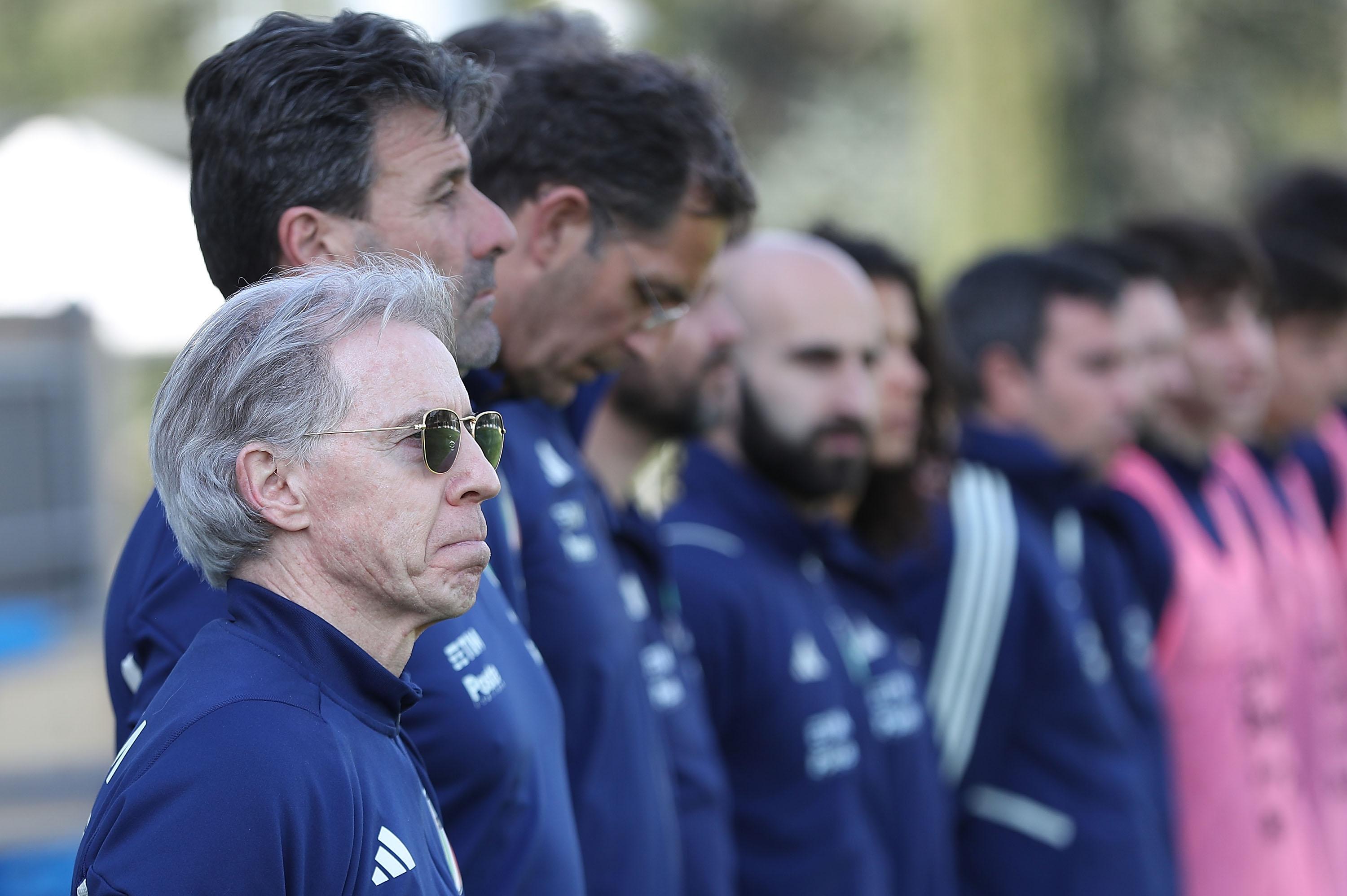 FLORENCE, ITALY - MARCH 24: Head coach of Italy U16 Daniele Zoratto looks on during the U16 international friendly match between Italy and Germany at Tecnical Centre of Coverciano on March 24, 2023 in Florence, . (Photo by Gabriele Maltinti/Getty Images) *** Local Caption *** Daniele Zoratto