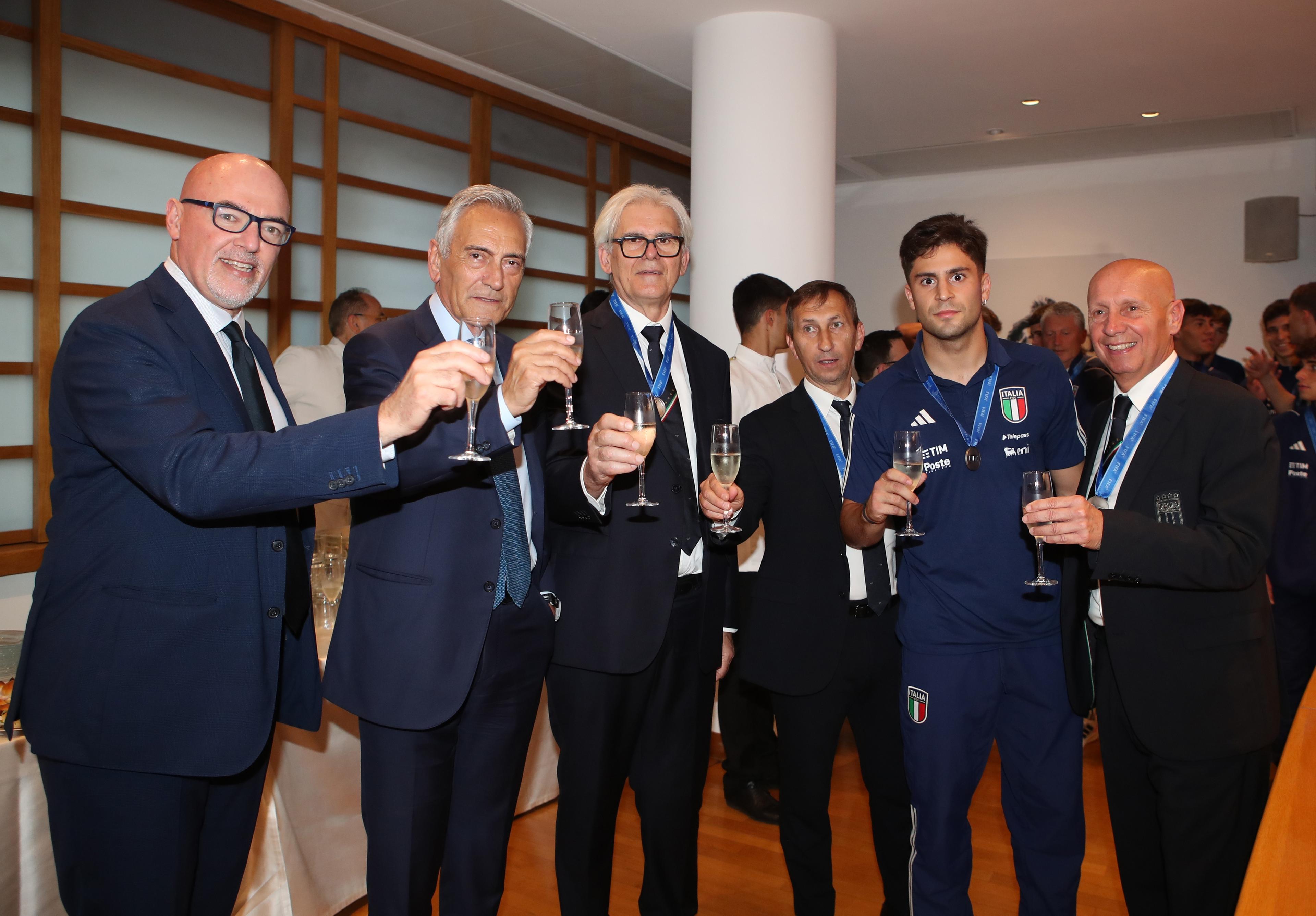 ROME, ITALY - JUNE 13: Under 20 National Team returns to Italy on June 13, 2023 in Rome, Italy. (Photo by Paolo Bruno/Getty Images)
