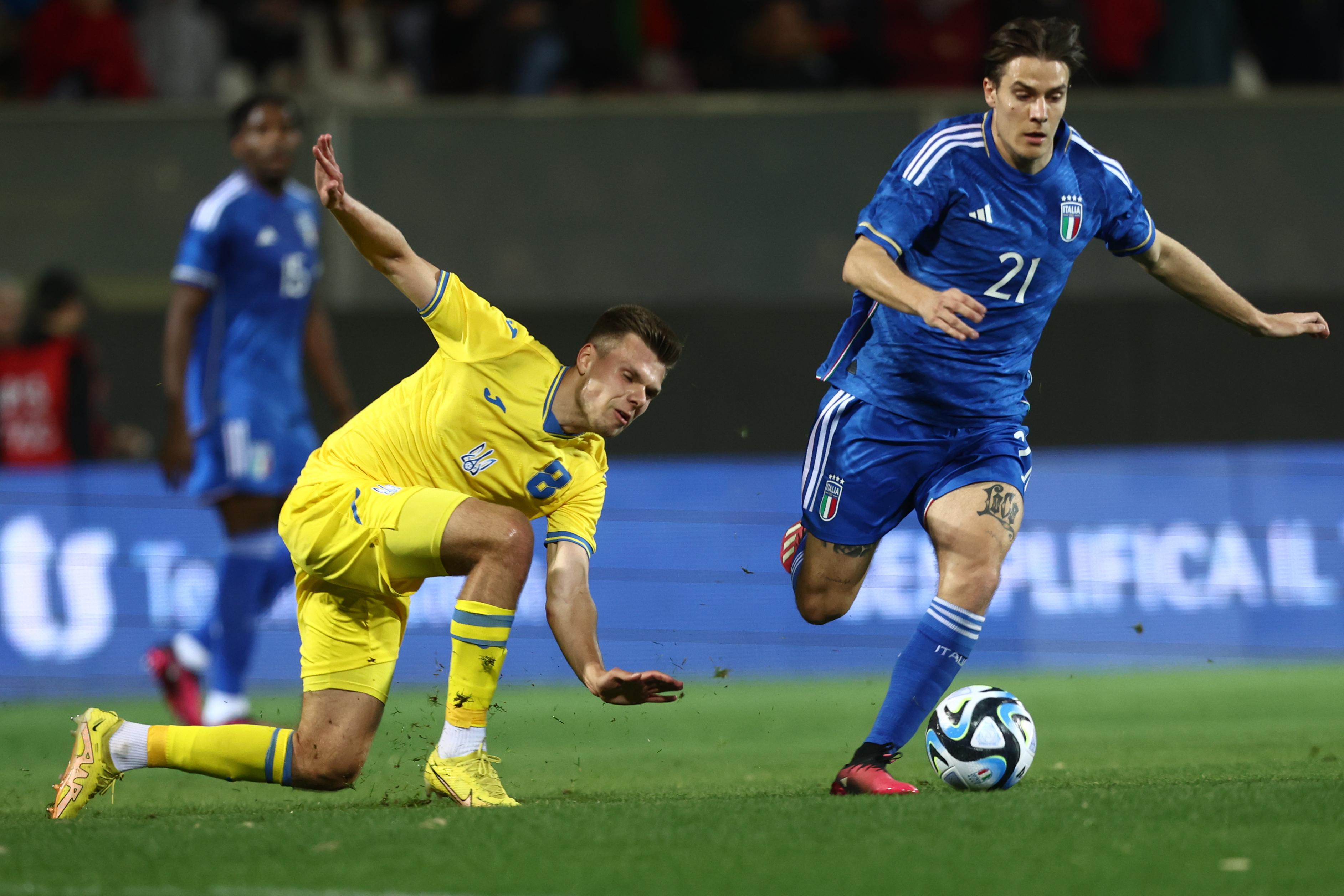 REGGIO CALABRIA, ITALY - MARCH 27: Nicolò Fagioli of Italy during the International Friendly match between Italy U21 and Ukraine U21 at Stadio Oreste Granillo on March 27, 2023 in Reggio Calabria, Italy. (Photo by Maurizio Lagana/Getty Images)