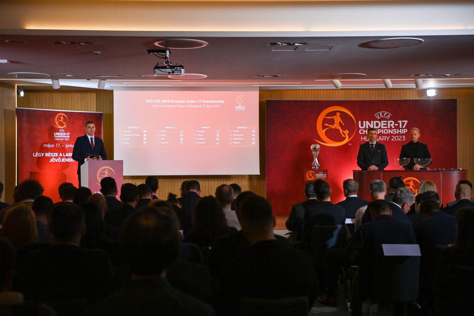 BUDAPEST, HUNGARY - ARPIL 3: A general view during the UEFA European Under-17 Championship 2022/23 Final Tournament Draw on April 3, 2023, in Budapest, Hungary. (Photo supplied by Hungarian Football Federation)
