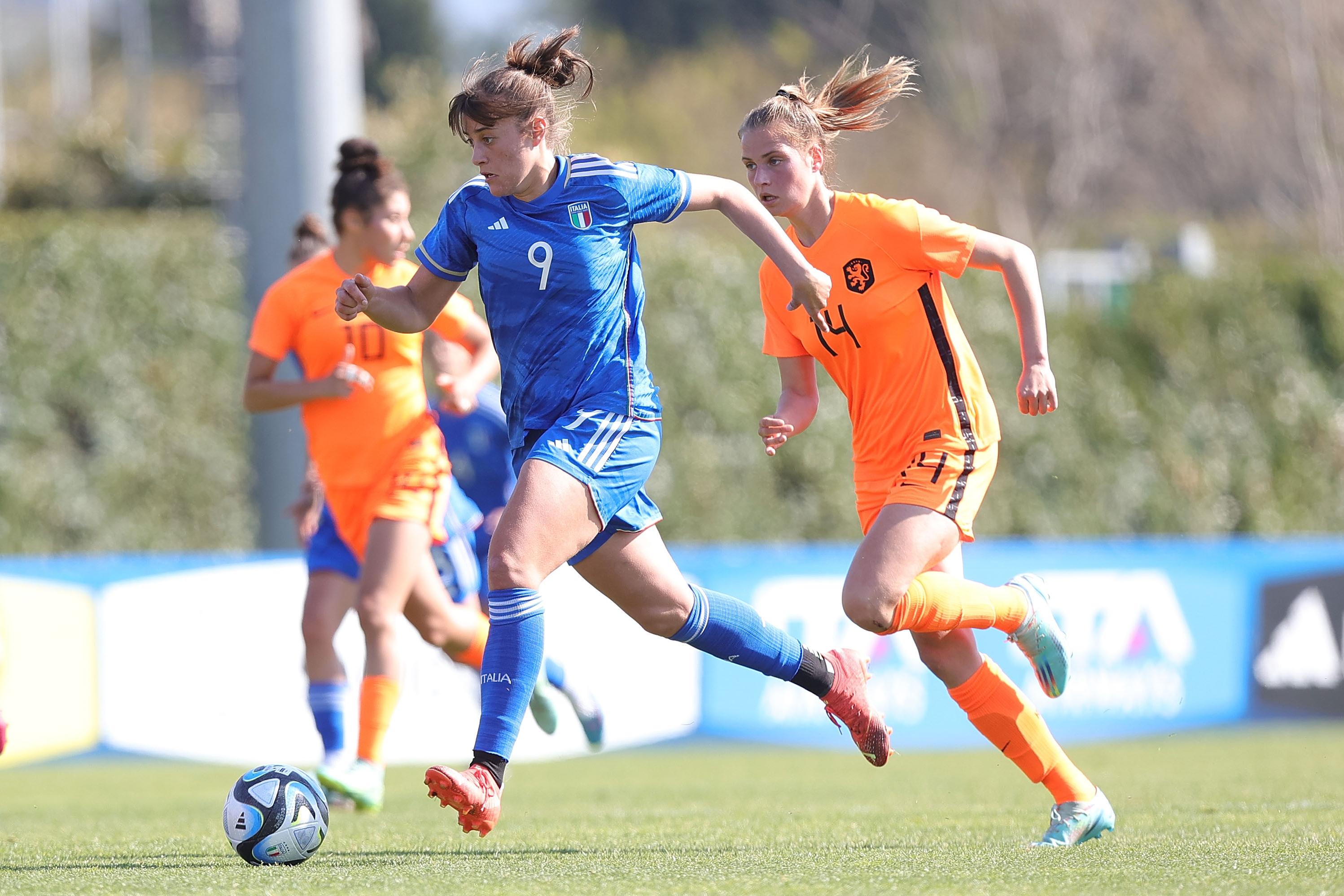 FLORENCE, ITALY - APRIL 06: Elisa Polli of Italy Women U23 in action during the International Frinedly match between Italy U23 and Netherlands U23 on April 6, 2023 in Florence, Italy.  (Photo by Gabriele Maltinti/Getty Images) *** Local Caption *** Elisa Polli