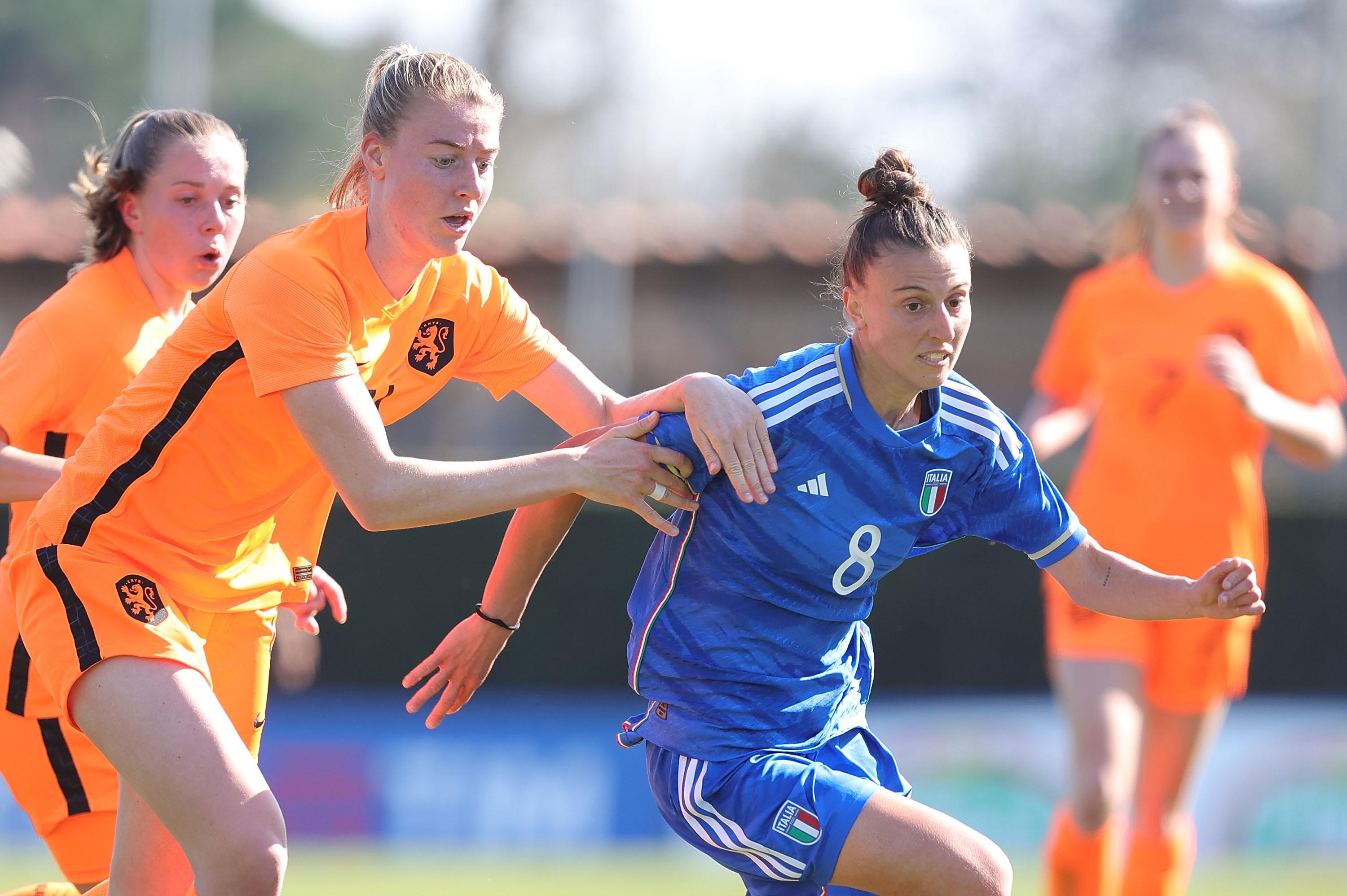 FLORENCE, ITALY - APRIL 06: Alice Giai of Italy Women U23 in action during the International Frinedly match between Italy U23 and Netherlands U23 on April 6, 2023 in Florence, Italy. (Photo by Gabriele Maltinti/Getty Images) *** Local Caption *** Alice Giai