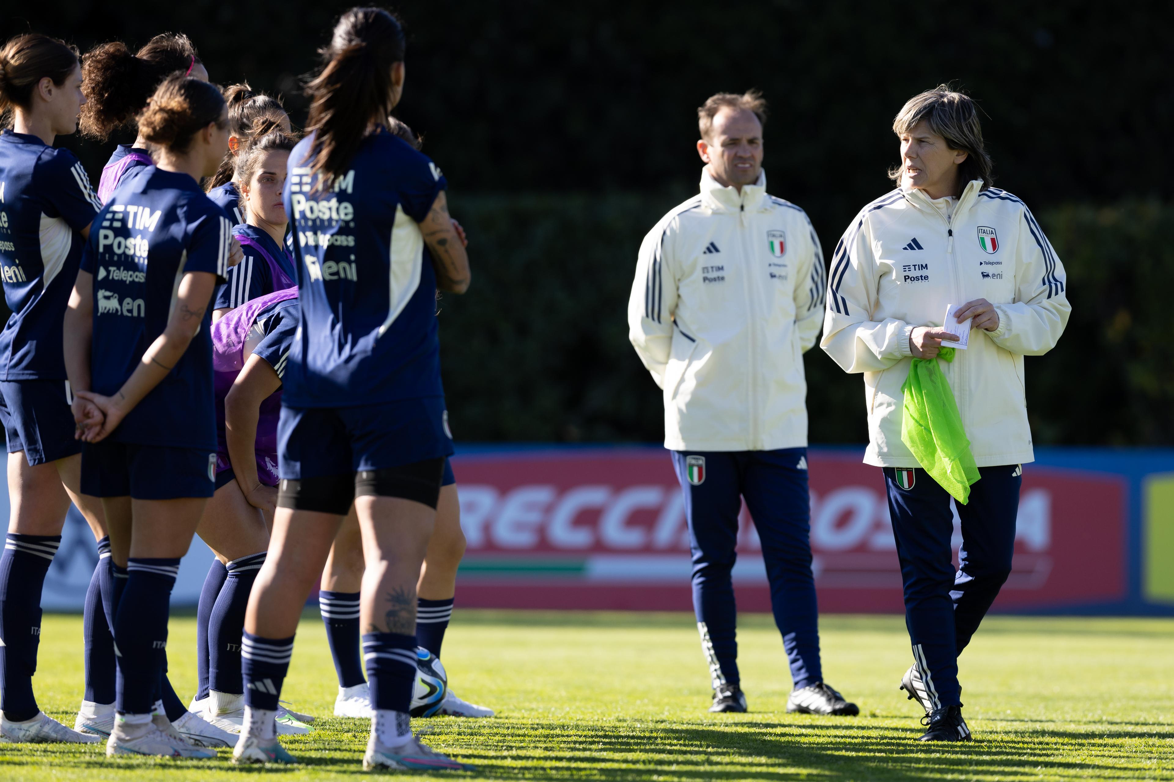 FLORENCE, ITALY - APRIL 03: Milena Bertolini, Head Coach of Italy during the Italy Women Training Session at Centro Tecnico Federale di Coverciano on April 03, 2023 in Florence, Italy. (Photo by Emmanuele Ciancaglini/Getty Images)