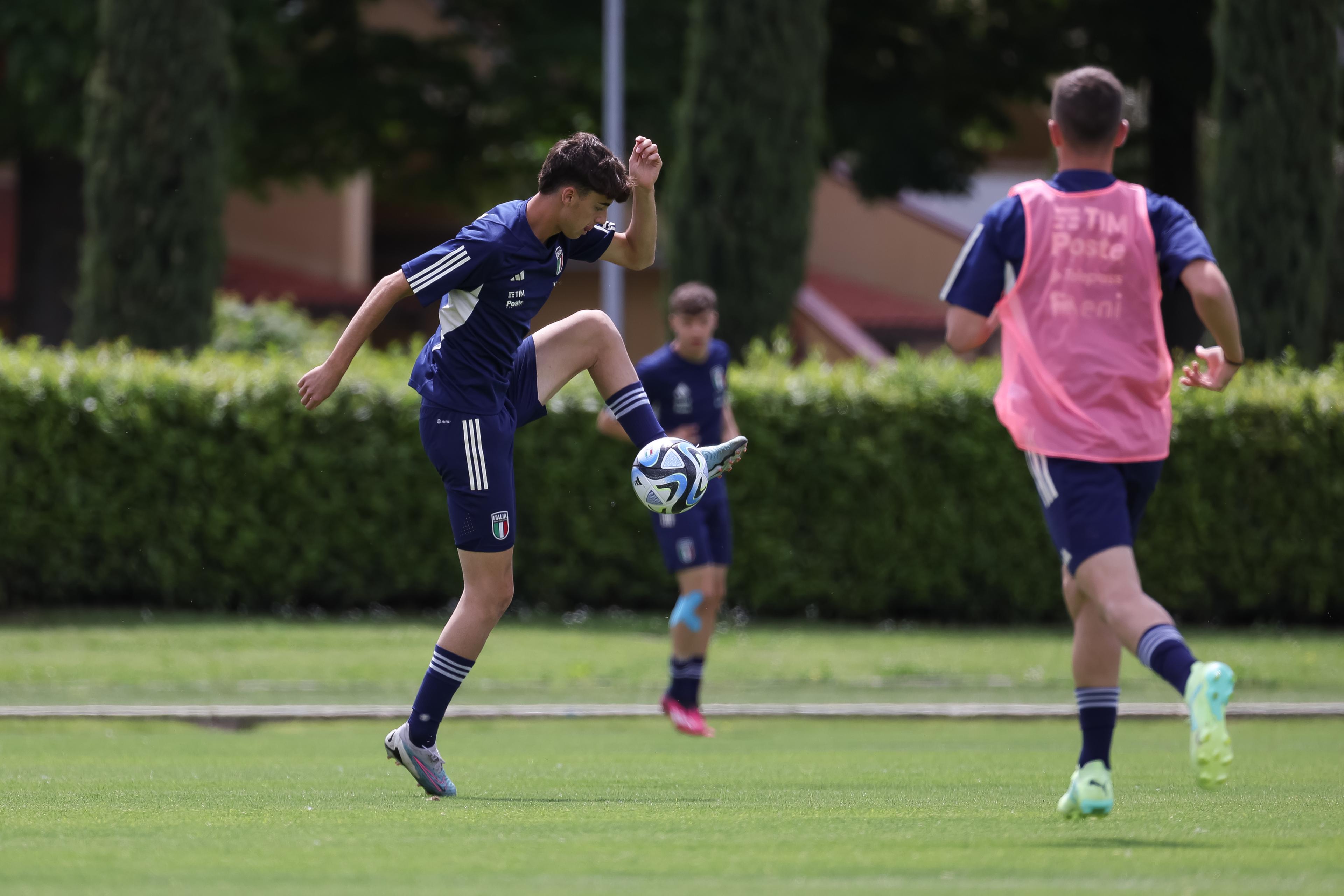 FLORENCE, ITALY - MAY 13: Italy U17 Training Session at Centro Tecnico Federale di Coverciano on May 13, 2023 in Florence, Italy. (Photo by Emmanuele Ciancaglini/Getty Images)