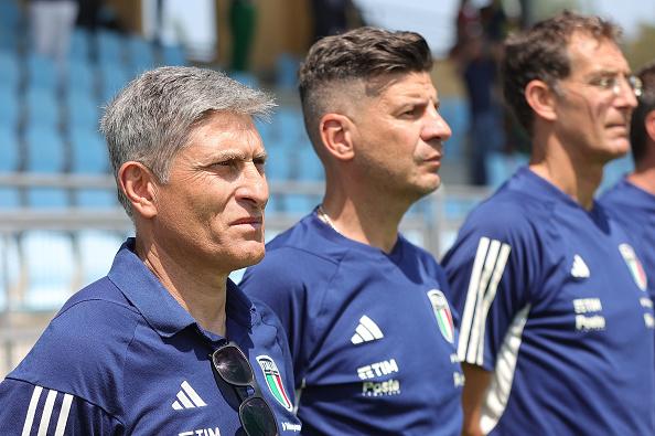 FLORENCE, ITALY - MAY 30: Head coach of Italy U15 Massimilaino Favo looks on during the international friendly match between Italy U15 and Poland U15 at Centro Tecnico Federale di Coverciano on May 30, 2023 in Florence, Italy. (Photo by Gabriele Maltinti/Getty Images)