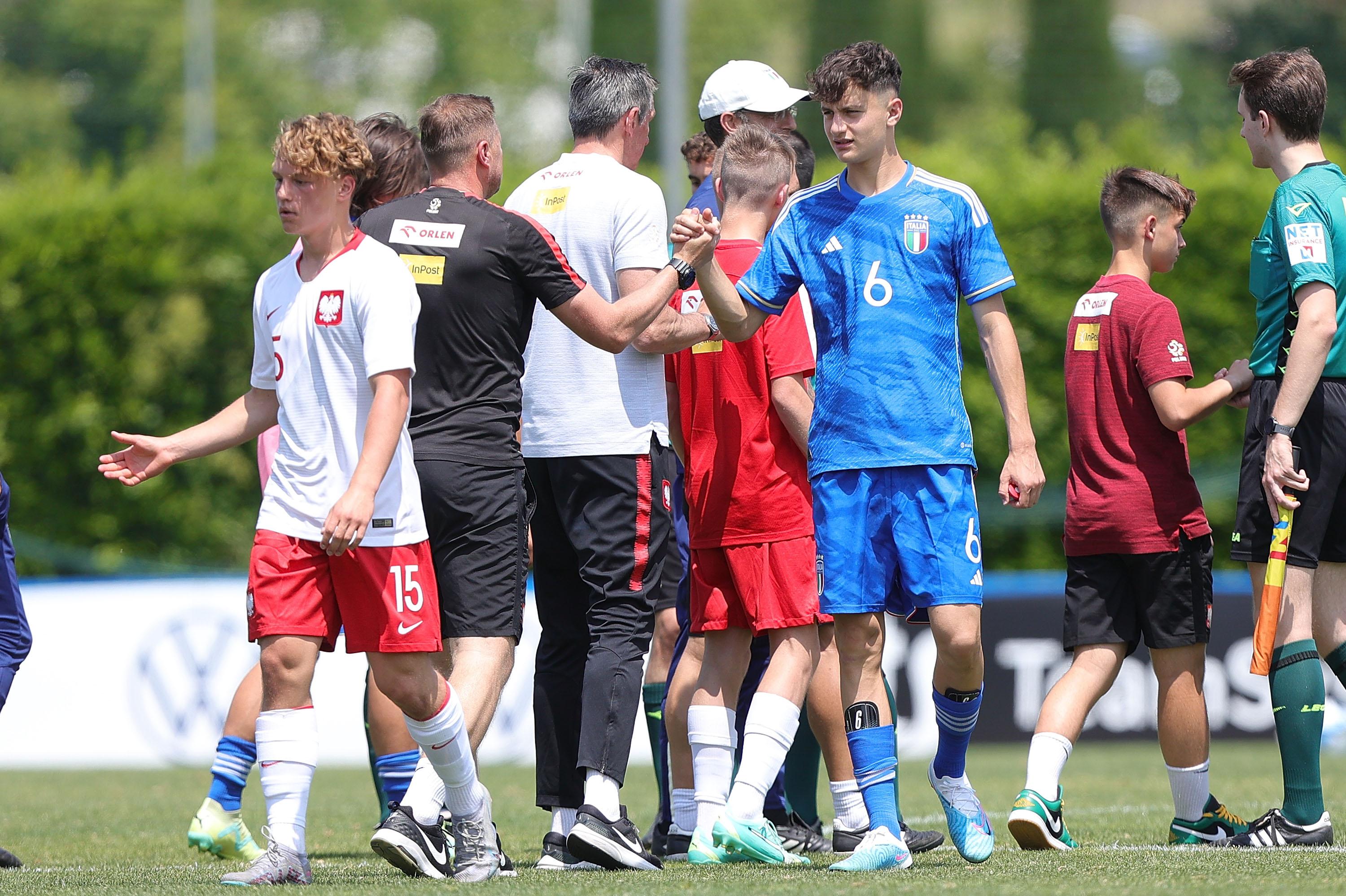 FLORENCE, ITALY - MAY 30: Luca Reggiani of Italy U15 during the international friendly match between Italy U15 and Poland U15 at Centro Tecnico Federale di Coverciano on May 30, 2023 in Florence, Italy. (Photo by Gabriele Maltinti/Getty Images) *** Local Caption *** Luca Reggiani