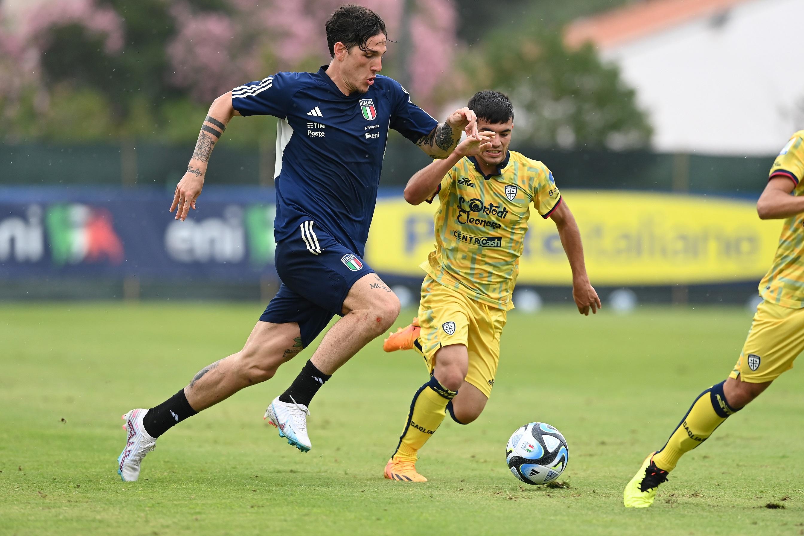 SANTA MARGHERITA DI PULA, ITALY - JUNE 09: Nicolo Zaniolo of Italy in action during the friendly match between Italy and Cagliari U19 at Forte Village Resort on June 09, 2023 in Santa Margherita di Pula, Italy. (Photo by Claudio Villa/Getty Images)