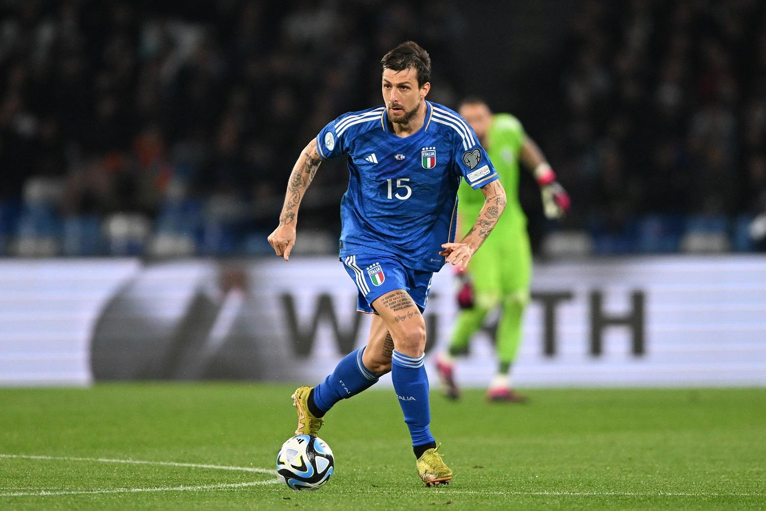 NAPLES, ITALY - MARCH 23: Francesco Acerbi of Italy during the UEFA EURO 2024 qualifying round group C match between Italy and England at Stadio Diego Armando Maradona on March 23, 2023 in Naples, Italy. (Photo by Francesco Pecoraro/Getty Images)