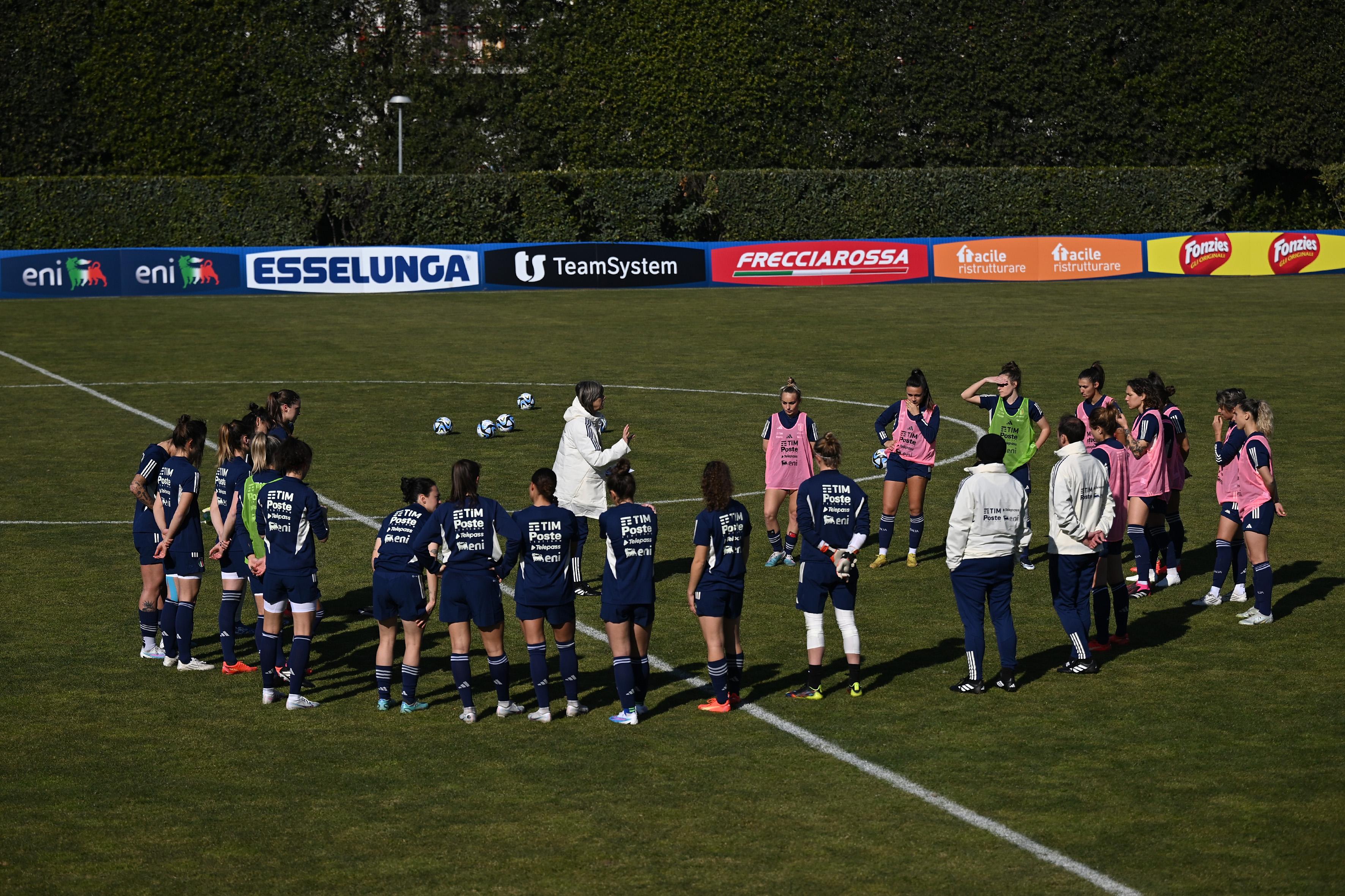 FLORENCE, ITALY - FEBRUARY 14: a Ggeneral view during a Italy Women training session at Centro Tecnico Federale di Coverciano on February 14, 2023 in Florence, Italy. (Photo by Tullio M. Puglia/Getty Images)