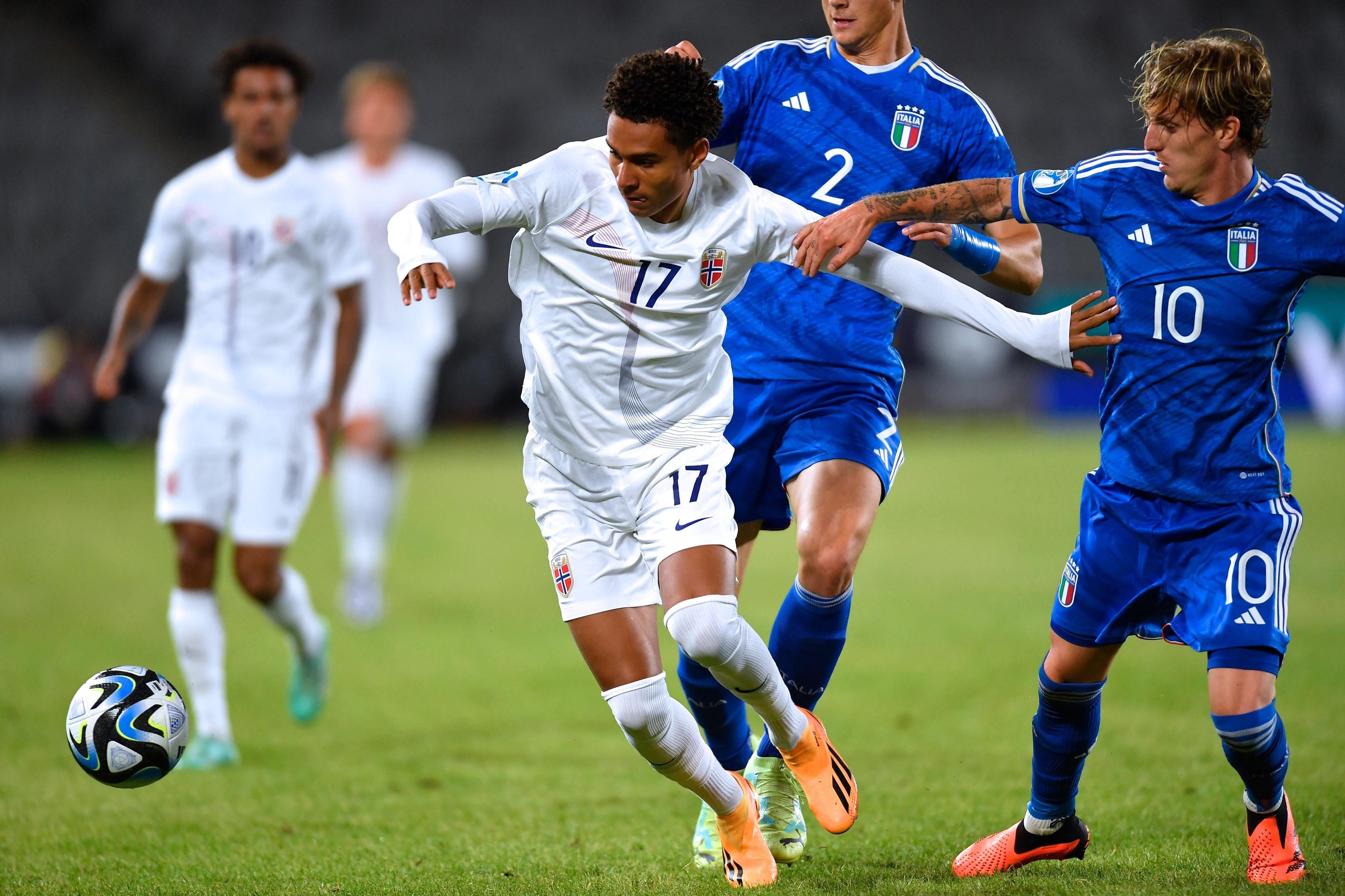 CLUJ-NAPOCA, ROMANIA - JUNE 28: during the UEFA European Under-21 Championship 2022/23 Group D match between Italy and Norway at Dr. Constantin Raduelscu Stadium on June 28, 2023, in Cluj-Napoca Romania. (Photo by Alex Nicodim)