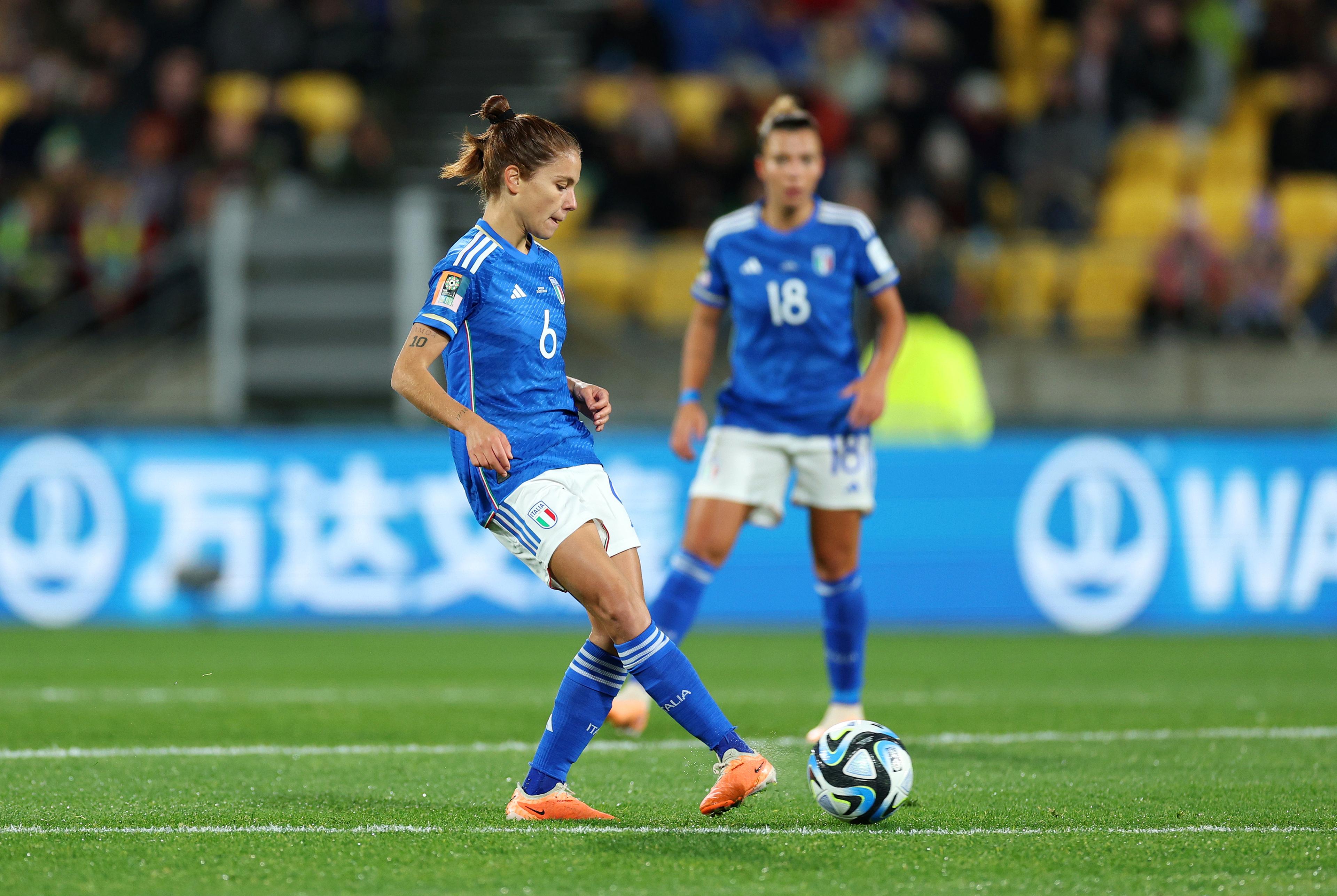 WELLINGTON, NEW ZEALAND - JULY 29: Manuela Giugliano of Italy passes the ball during the FIFA Women's World Cup Australia & New Zealand 2023 Group G match between Sweden and Italy at Wellington Regional Stadium on July 29, 2023 in Wellington / Te Whanganui-a-Tara, New Zealand. (Photo by Hagen Hopkins - FIFA/FIFA via Getty Images)